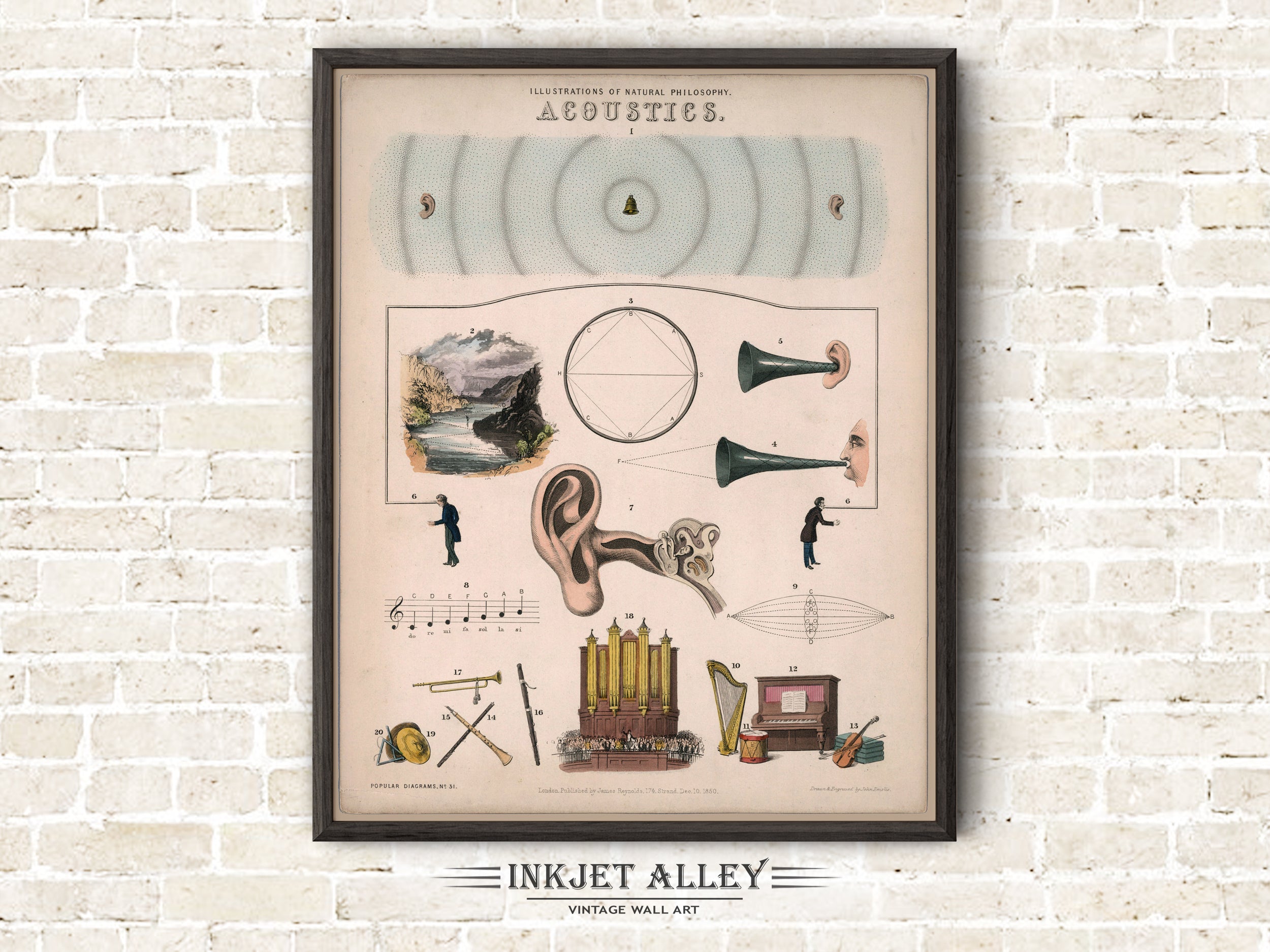 Scientific Illustration - Acoustics by James Reynolds, Illustrations of Natural Philosophy