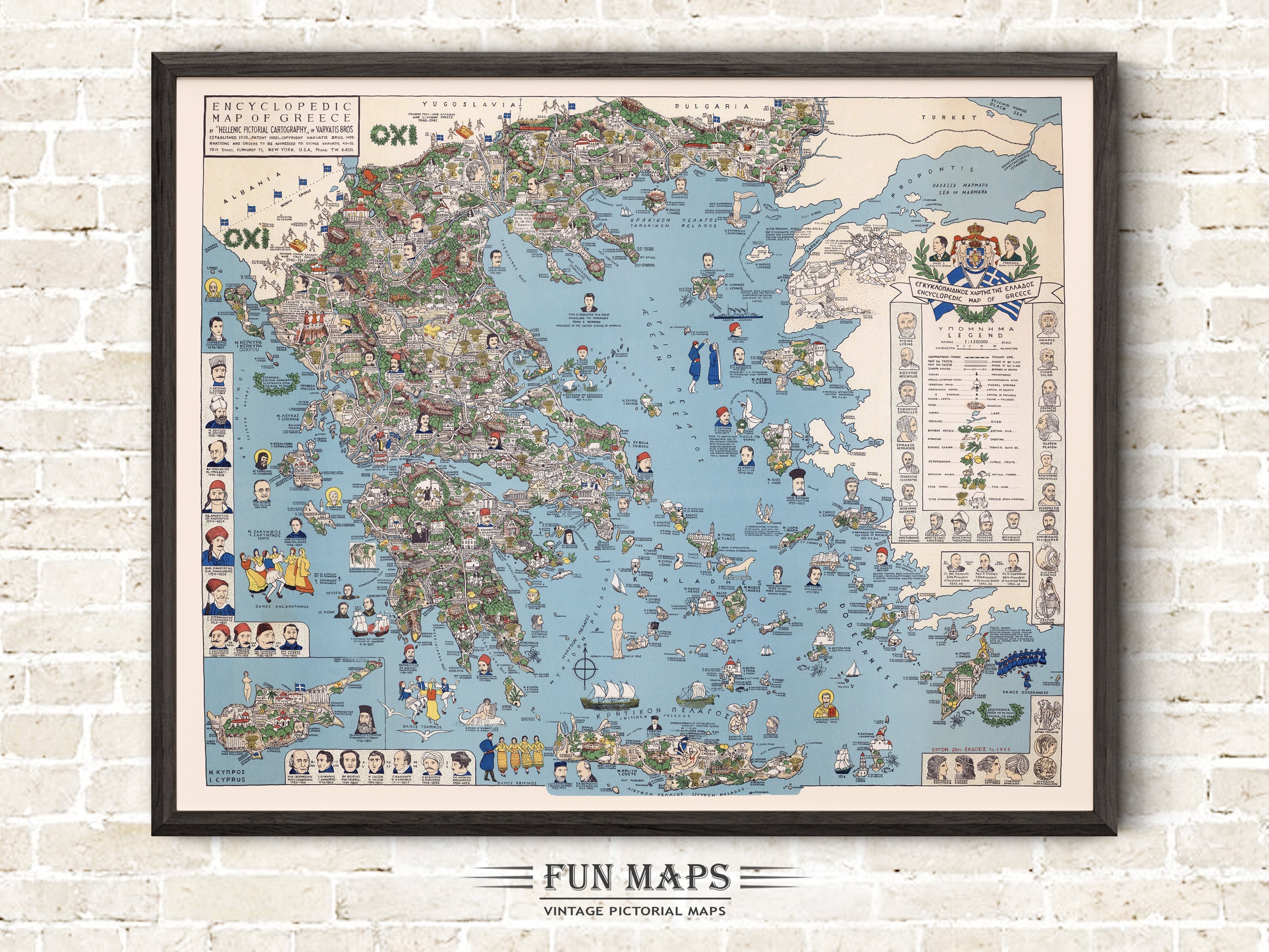 Fun Encyclopedic Map of Greece - Vintage Illustration