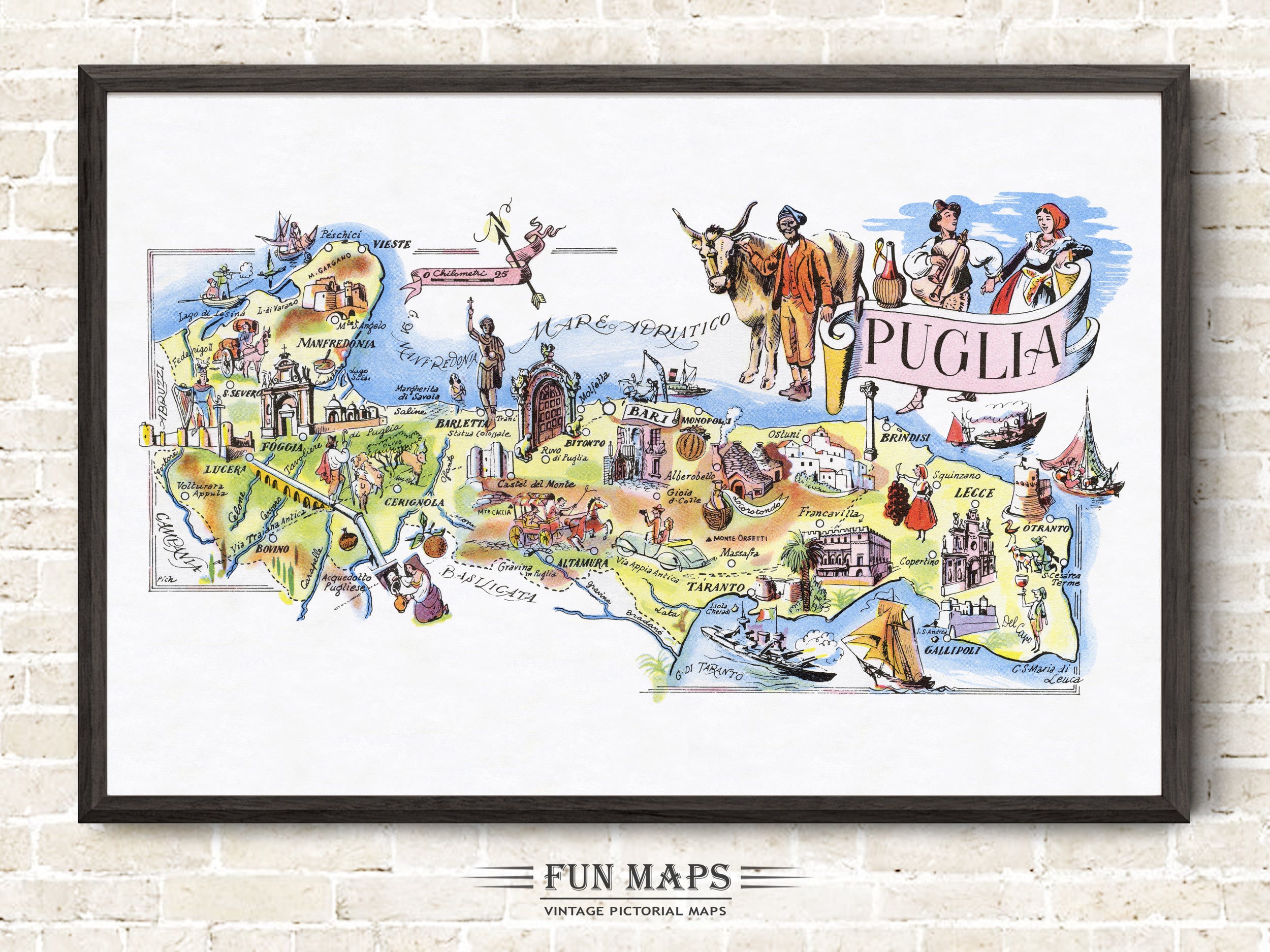 Fun Map of Puglia in Italy