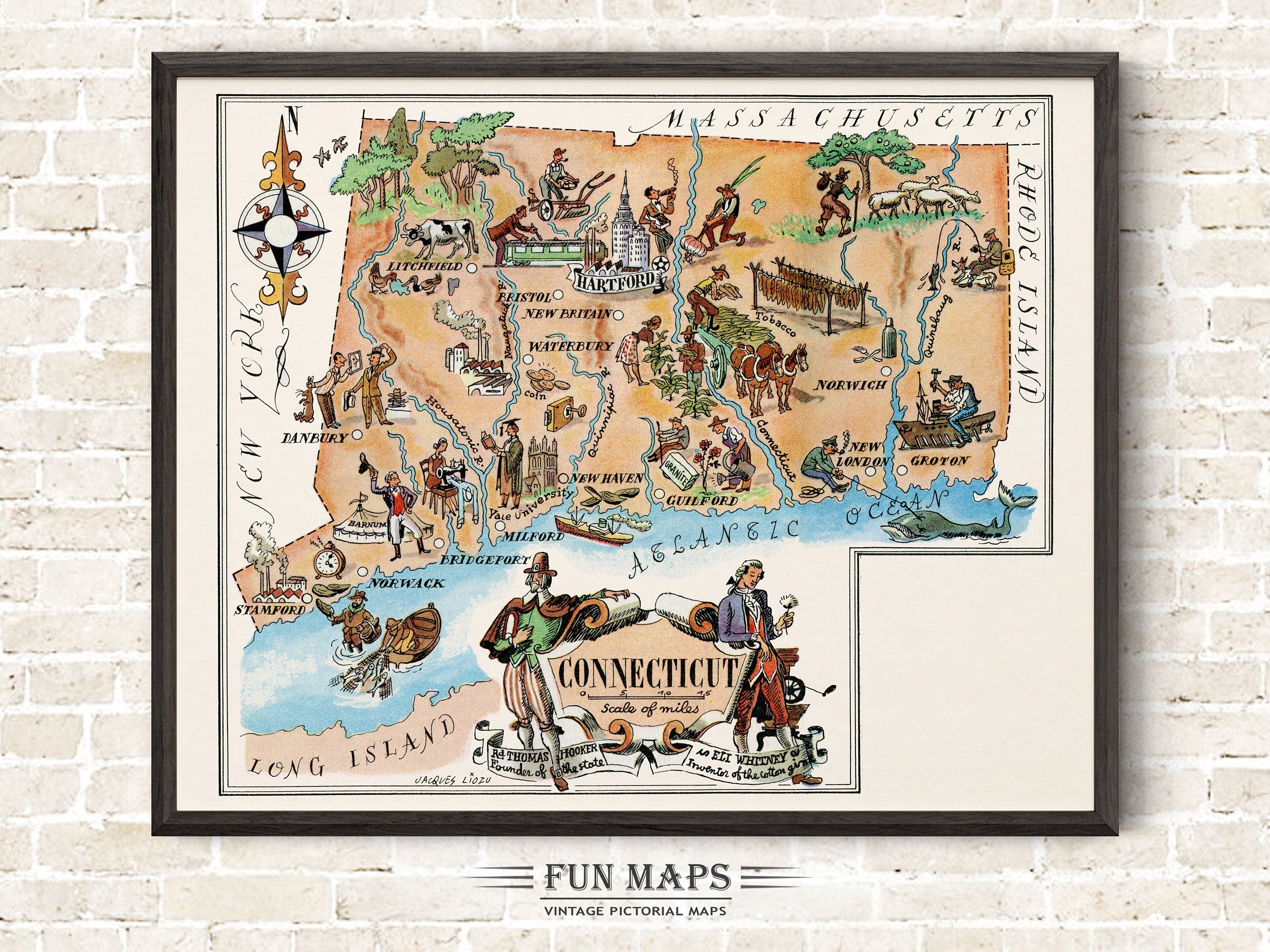 Fun State Map of Connecticut