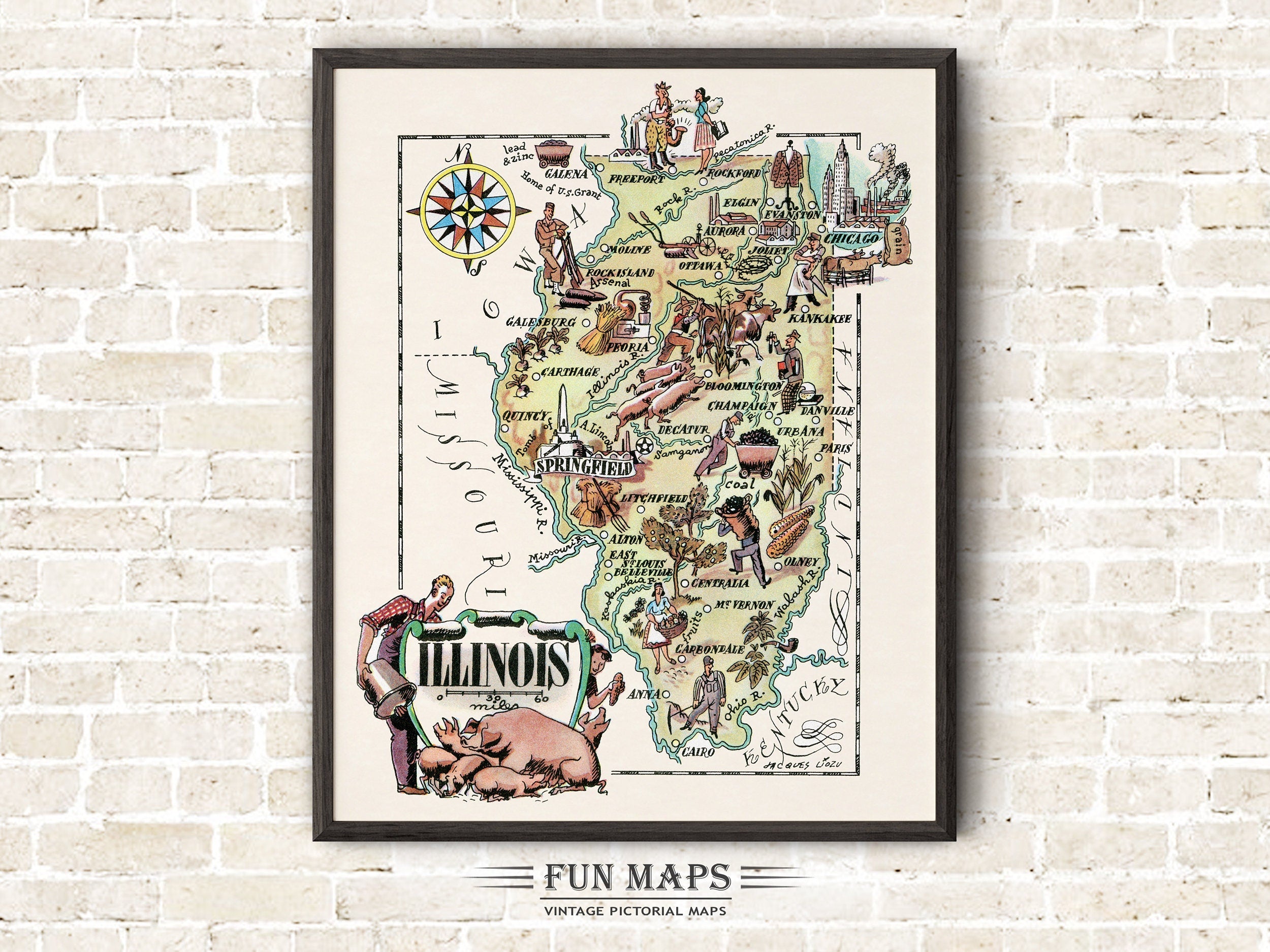 Fun State Map of Illinois