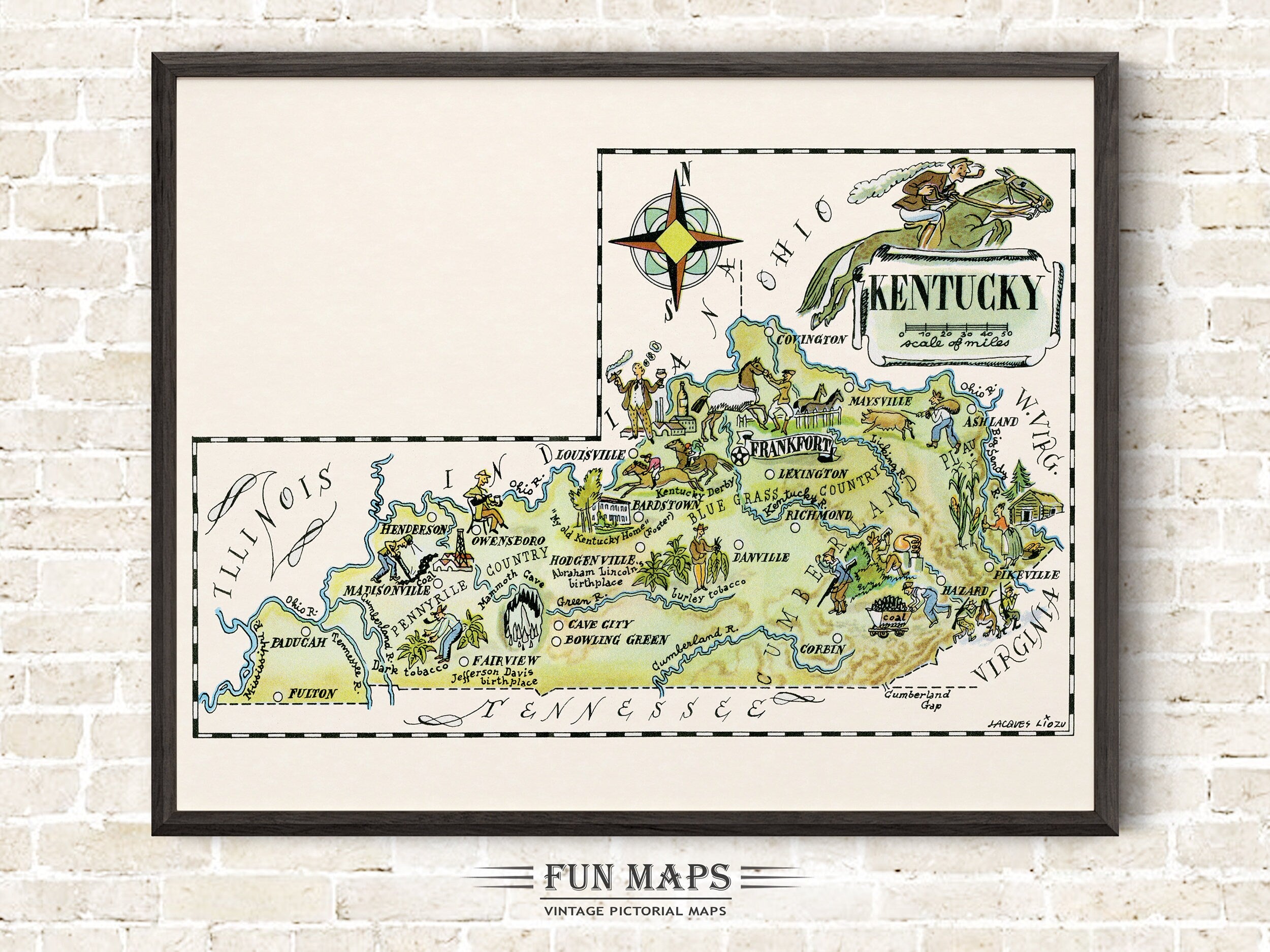 Fun State Map of Kentucky