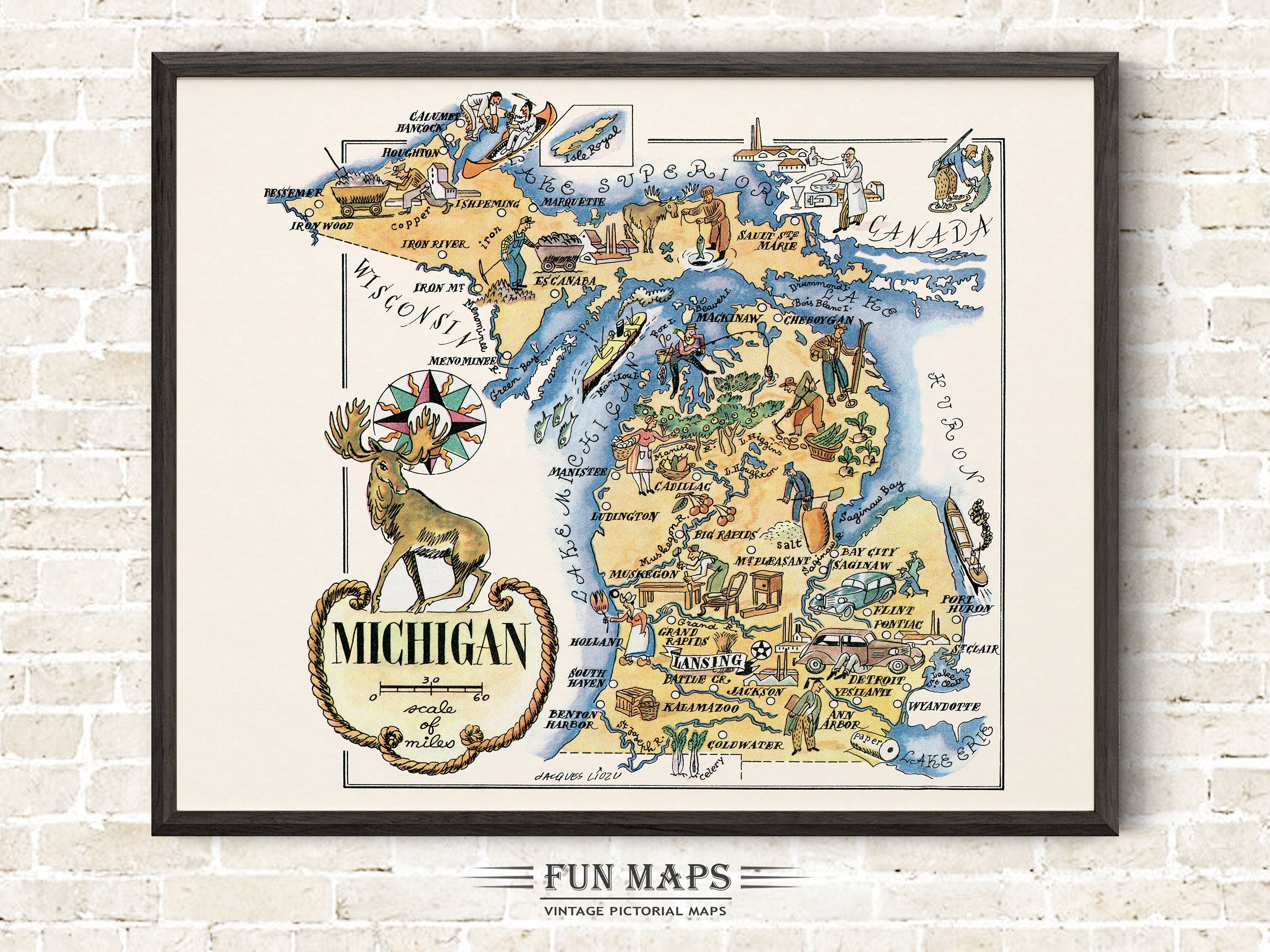 Fun State Map of Michigan