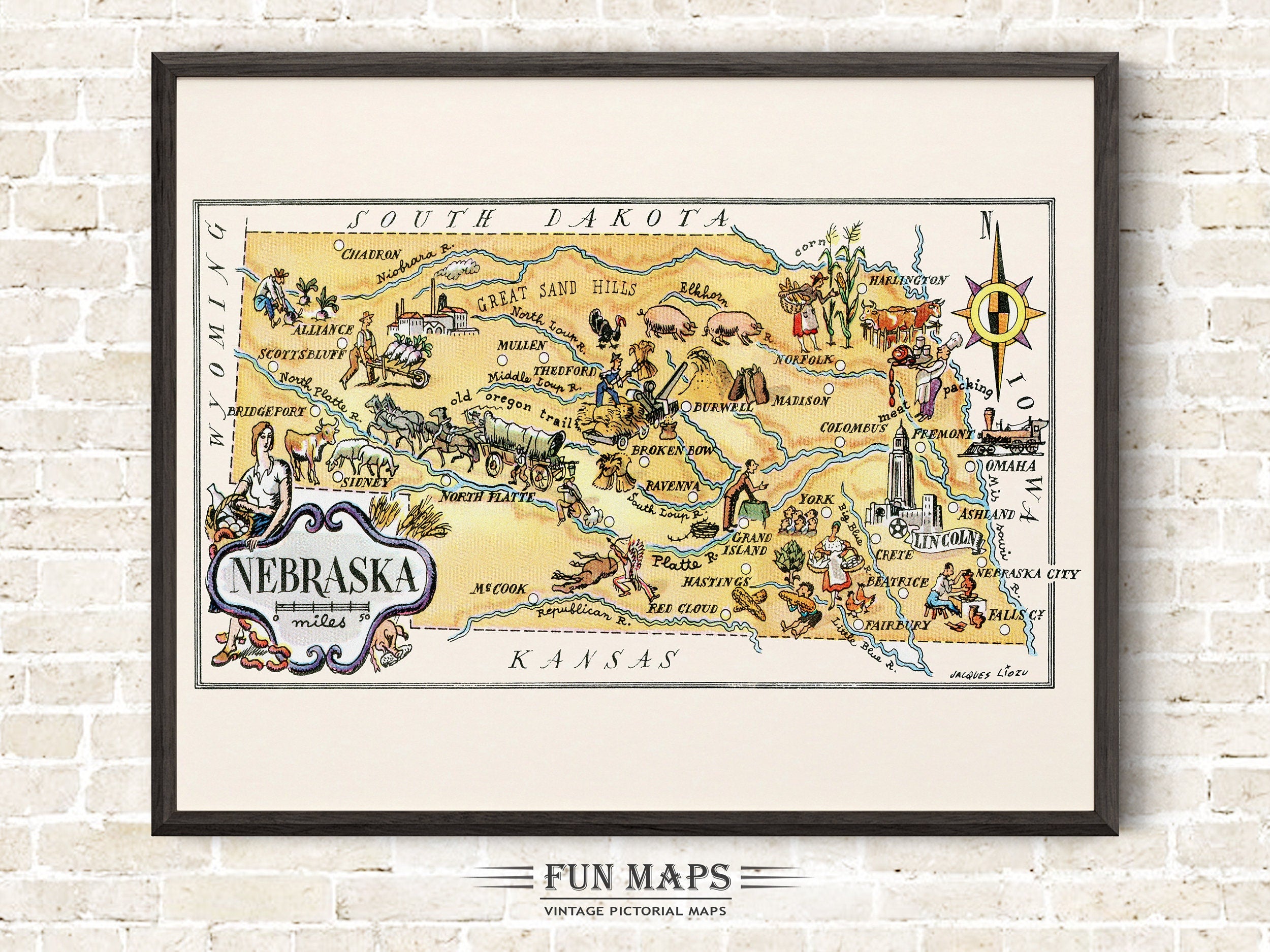 Fun State Map of Nebraska