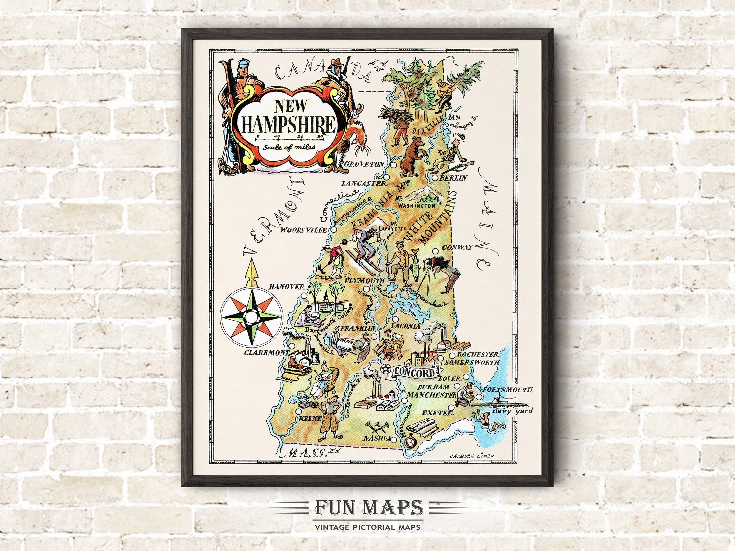 Fun State Map of New Hampshire