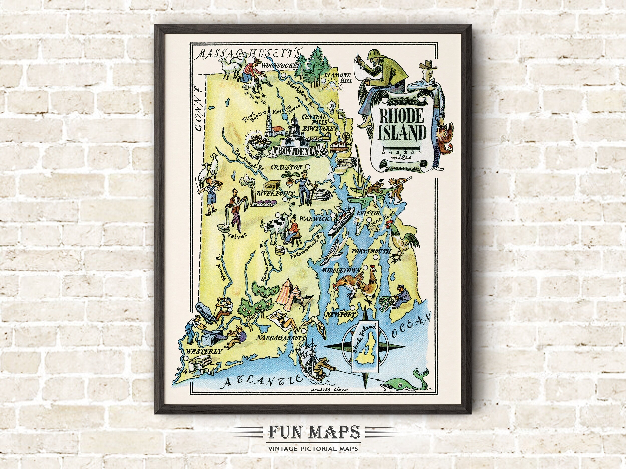 Fun State Map of Rhode Island