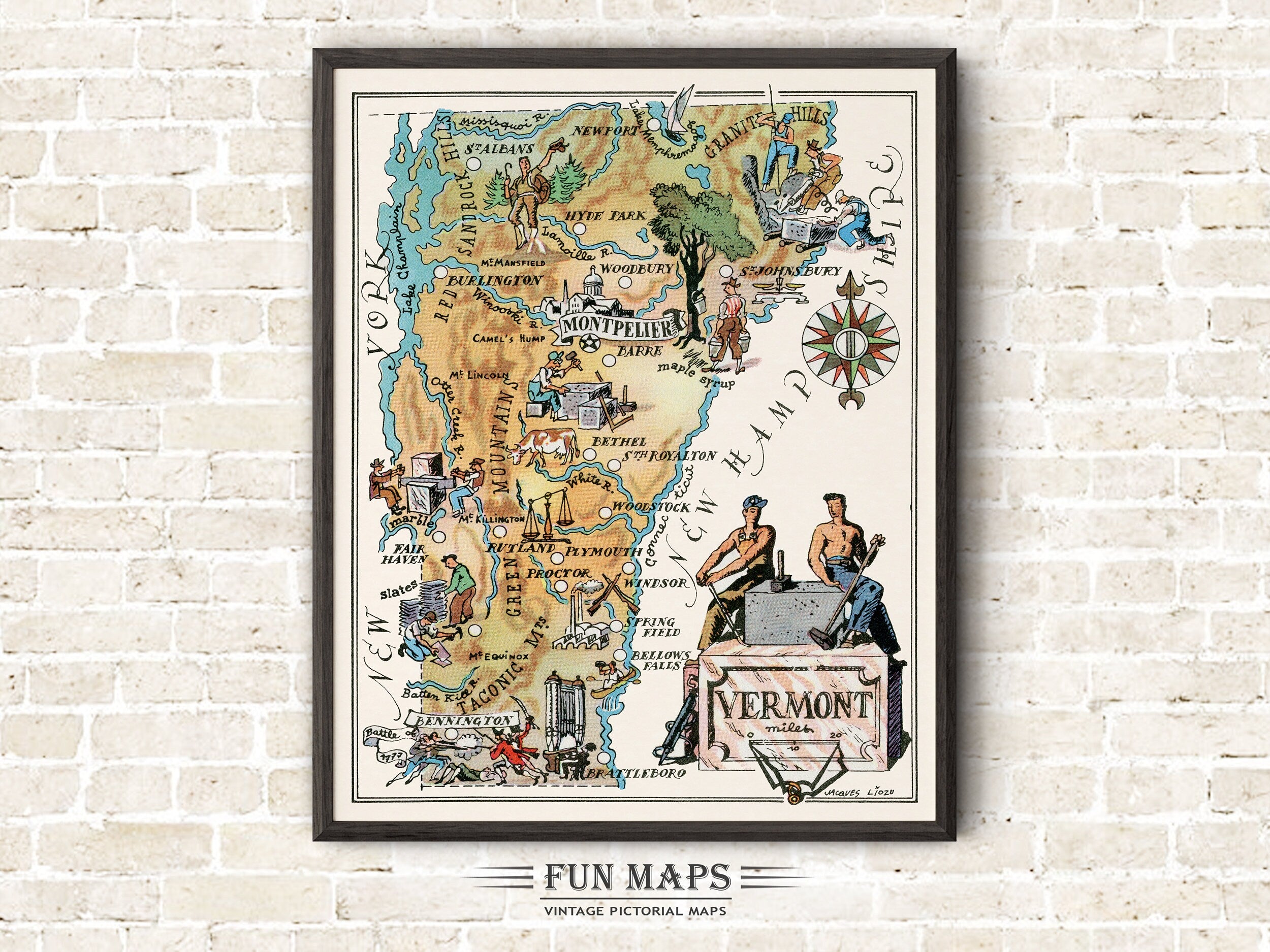 Fun State Map of Vermont