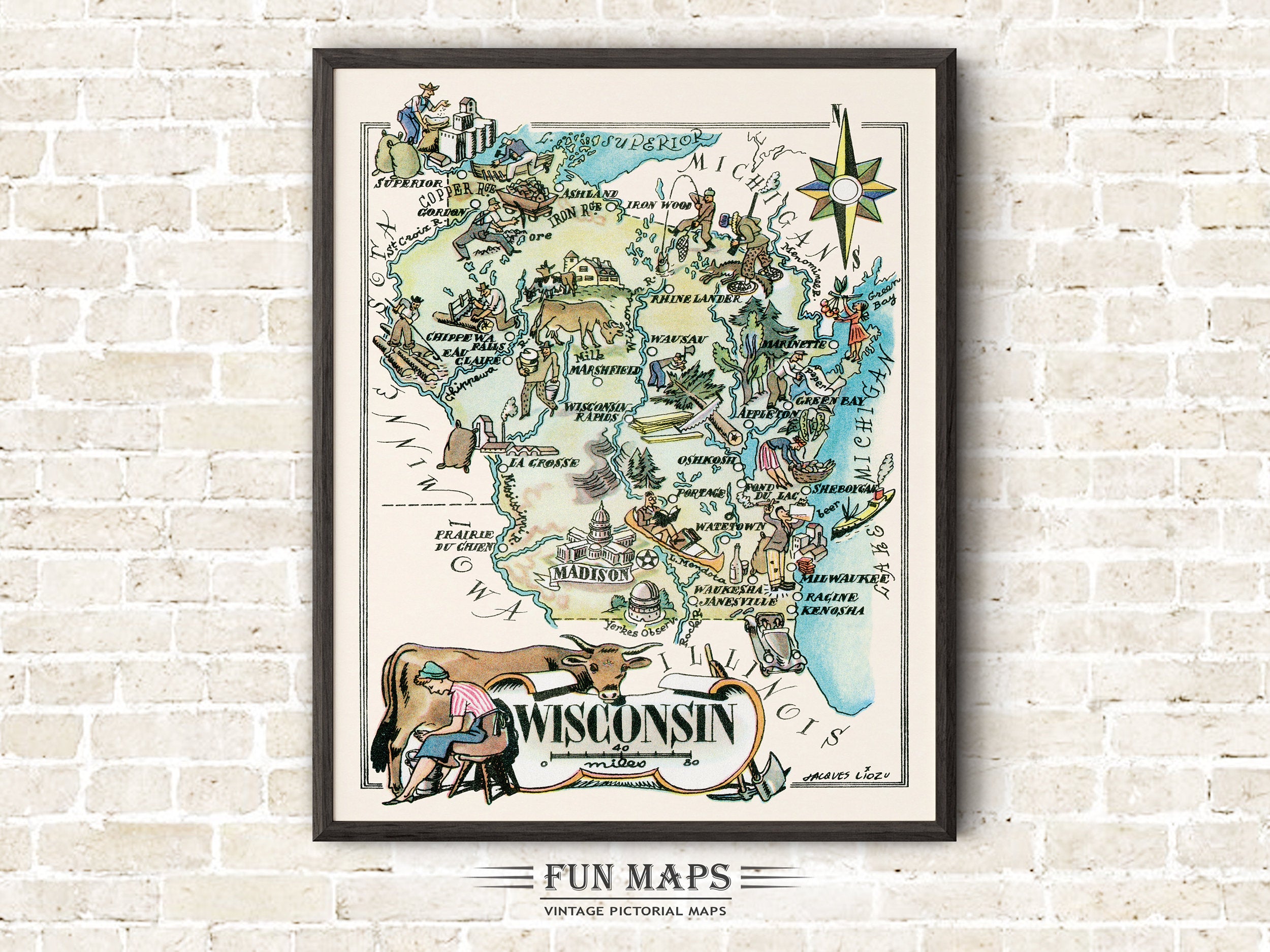 Fun State Map of Wisconsin