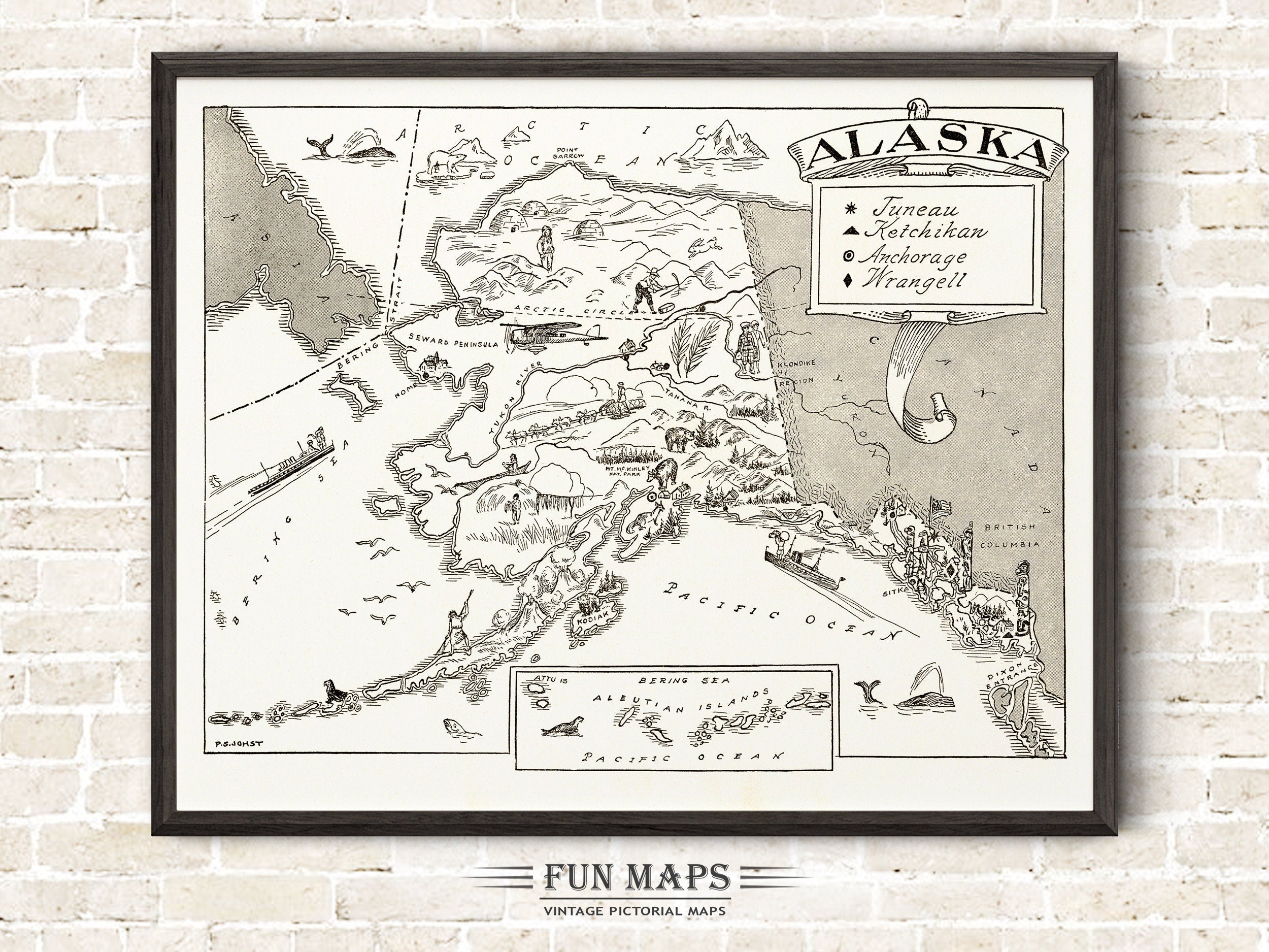 Vintage State Map of Alaska