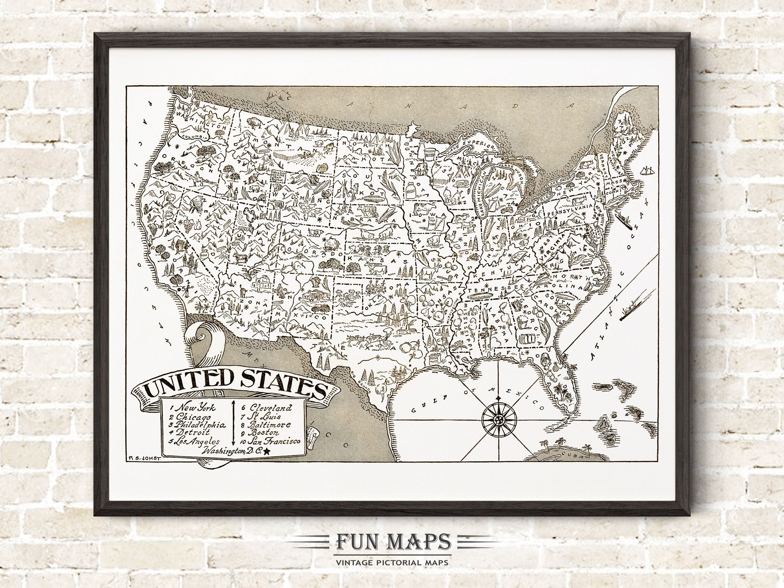 Vintage Map of United States