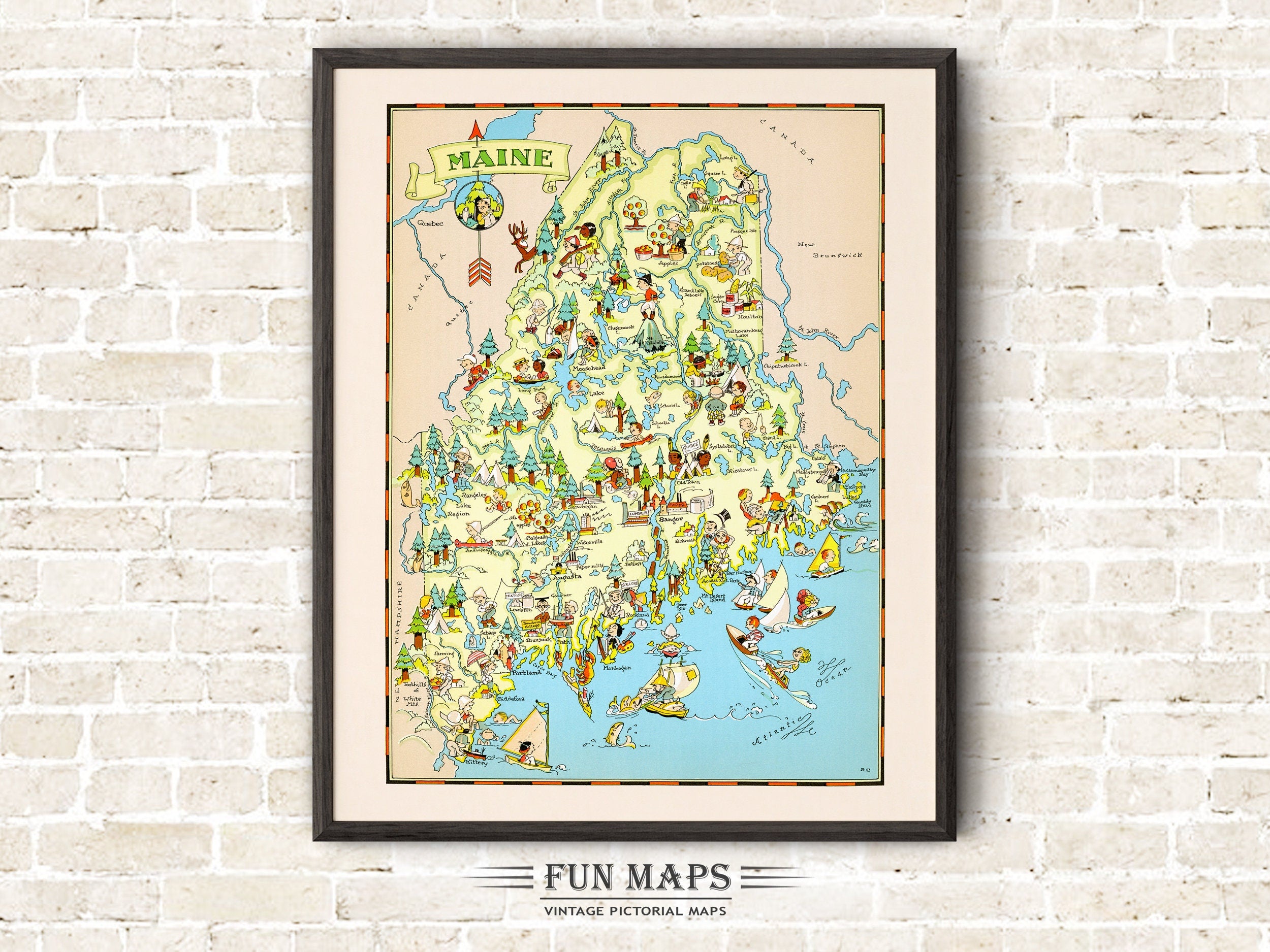 Fun State Map of Maine