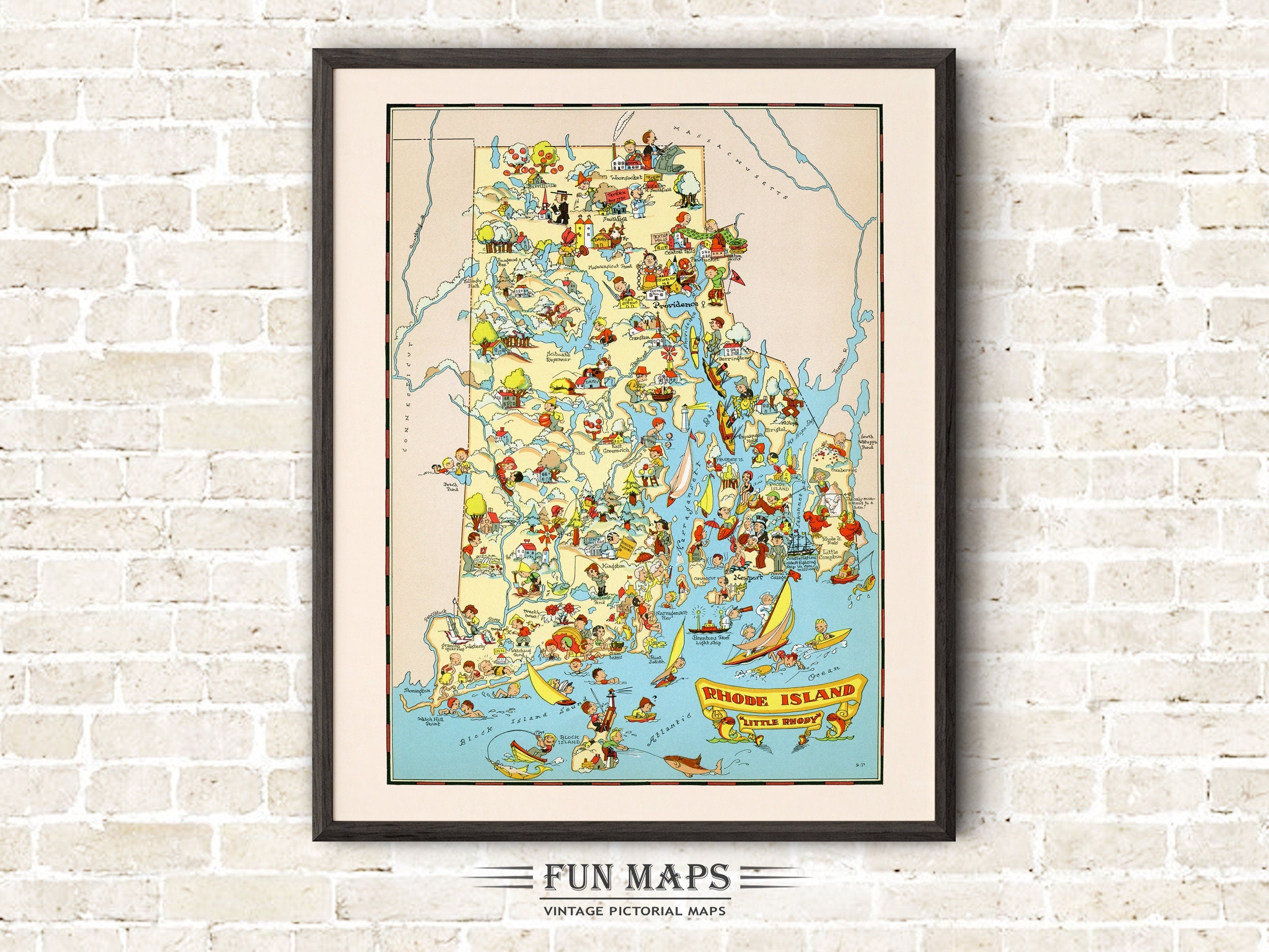 Fun State Map of Rhode Island