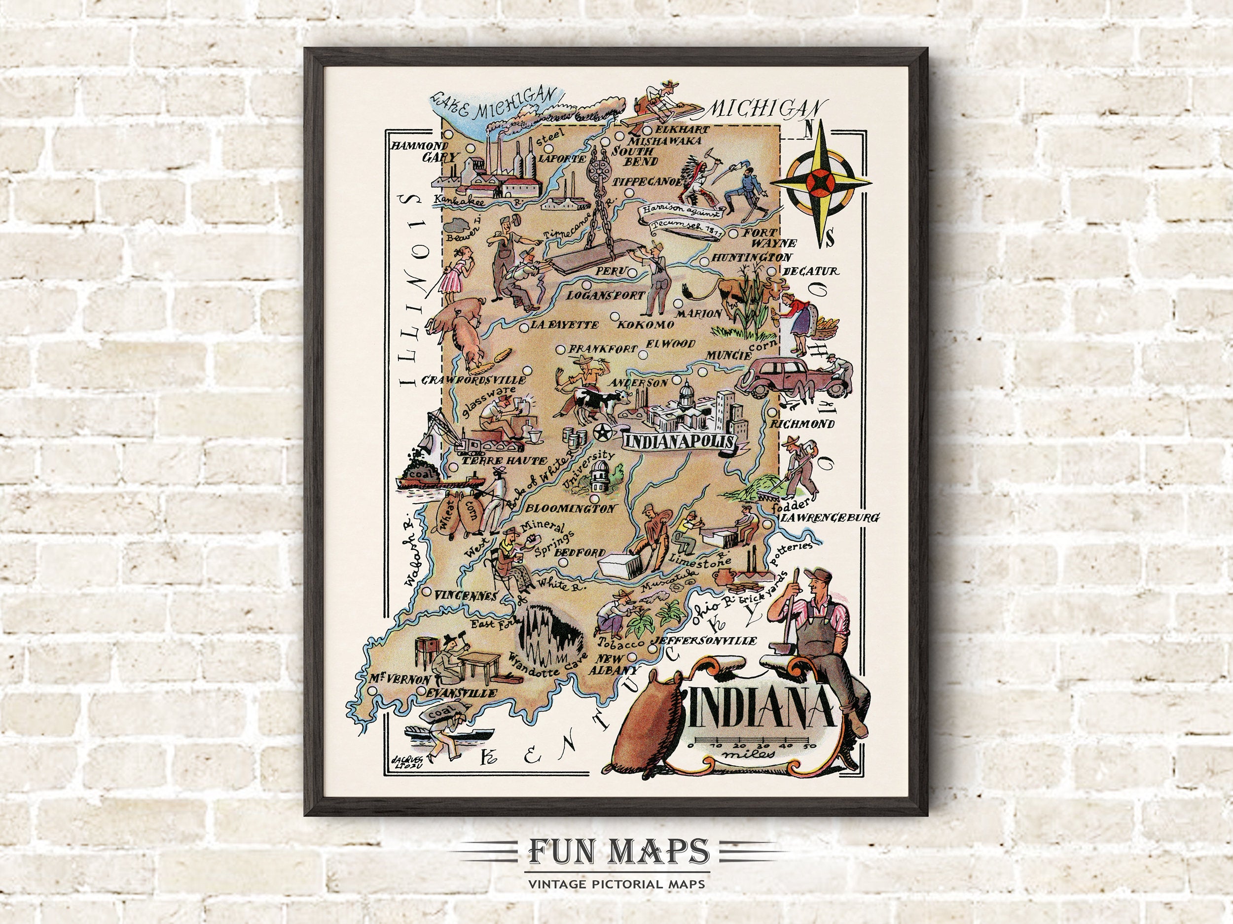 Fun State Map of Indiana