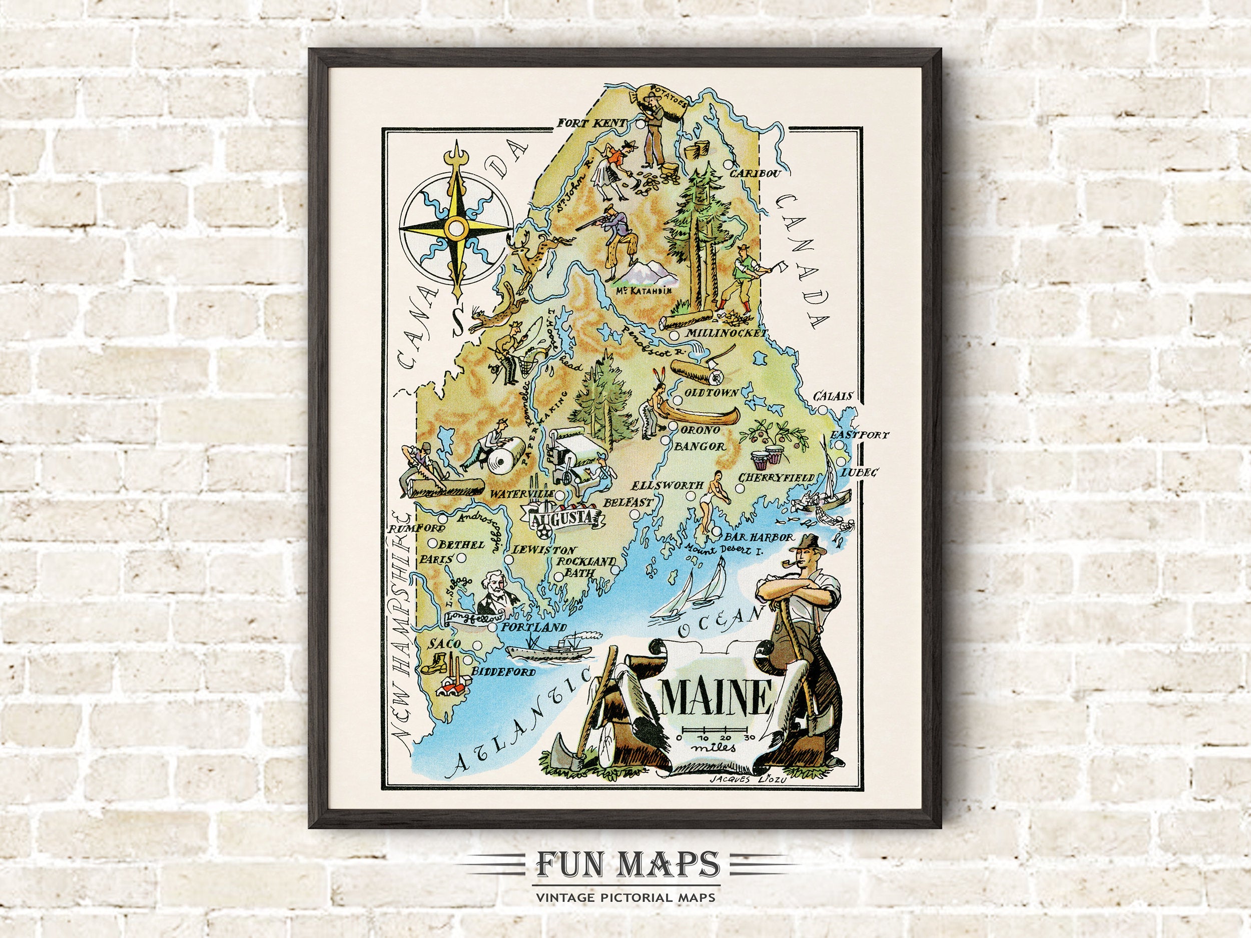 Fun State Map of Maine