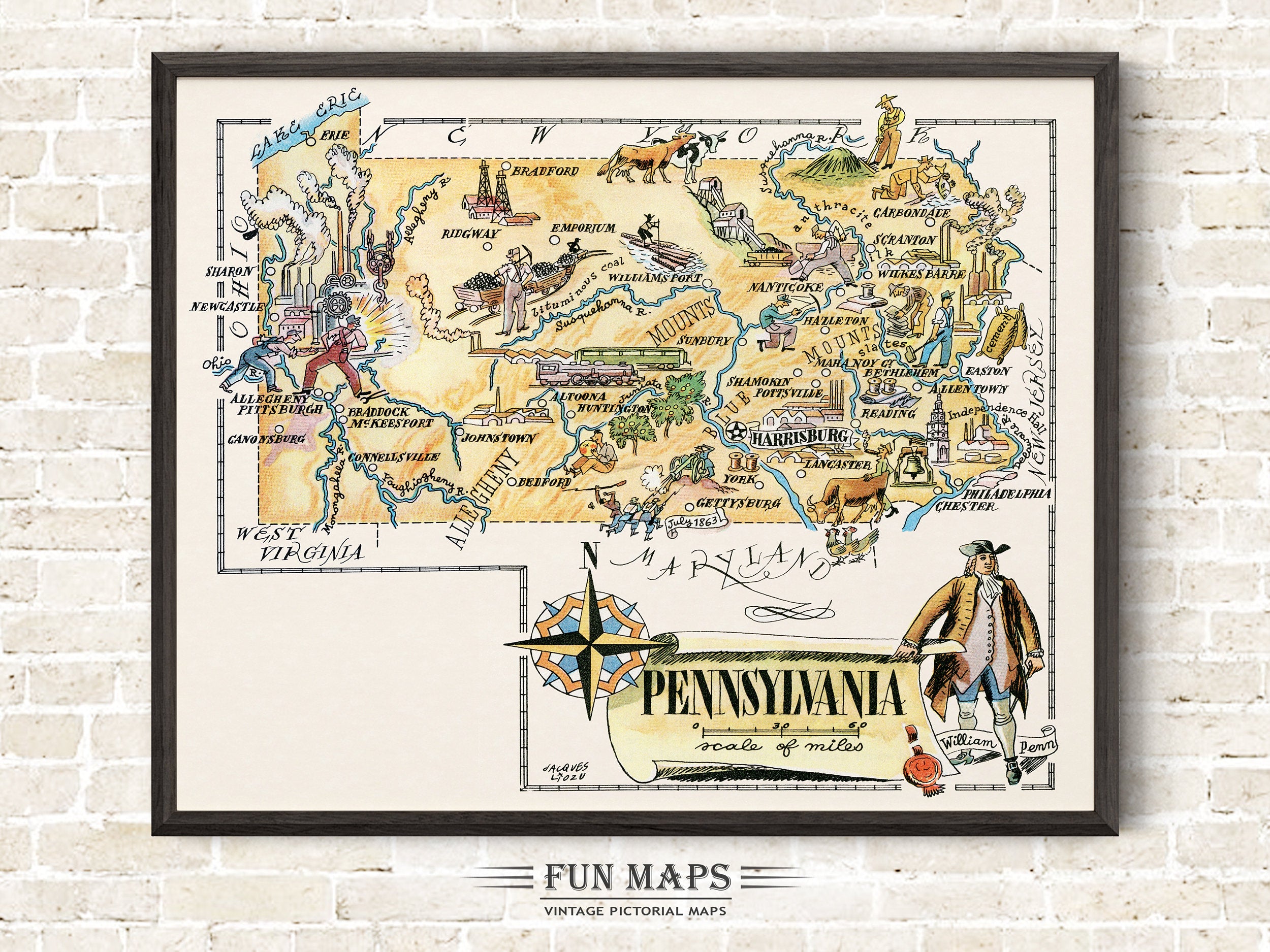 Fun State Map of Pennsylvania