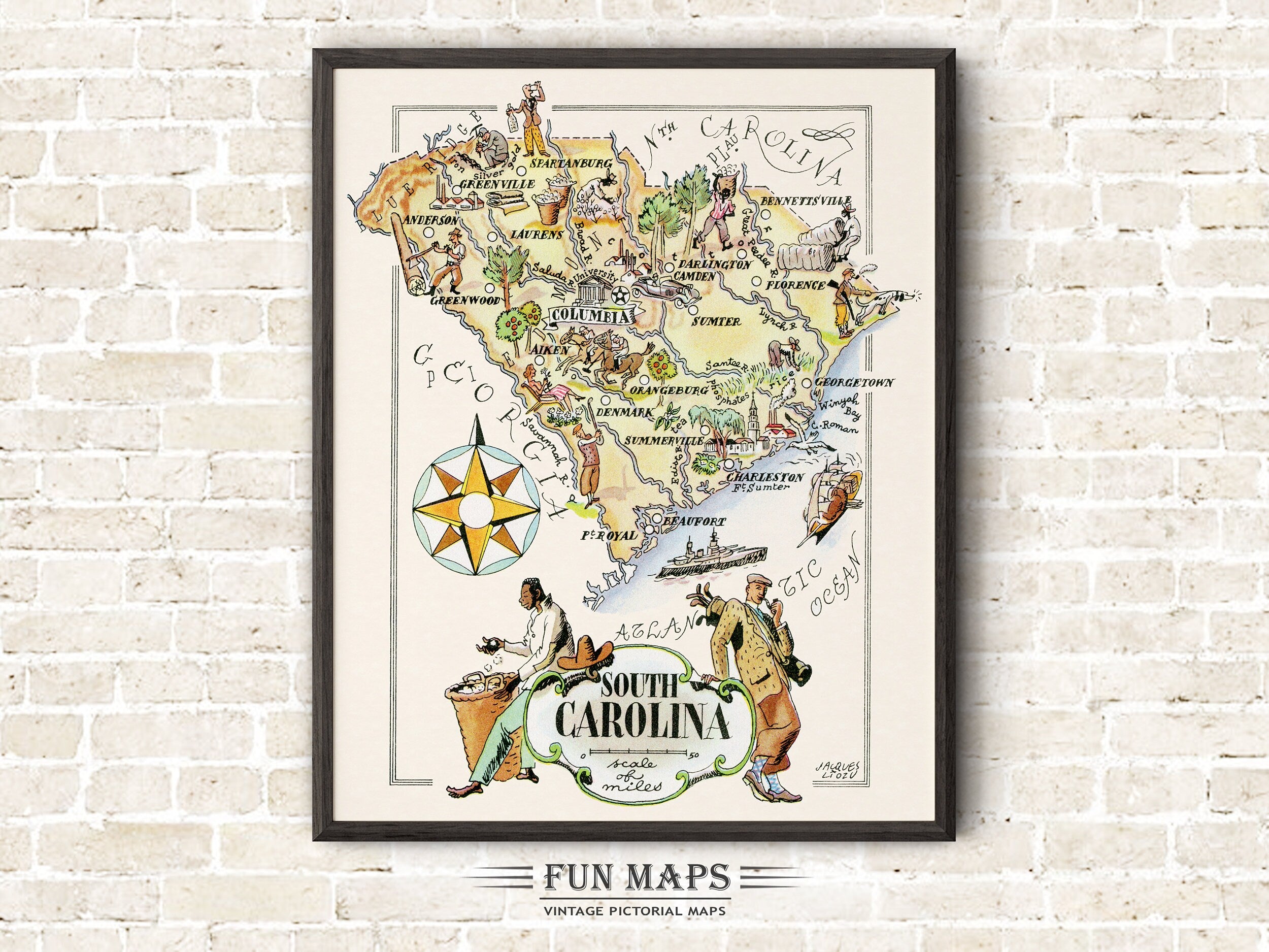 Fun State Map of South Carolina