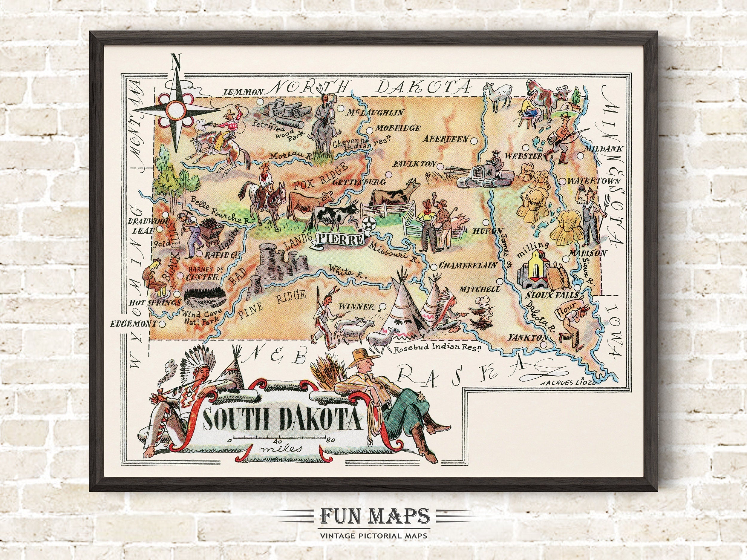 Fun State Map of South Dakota