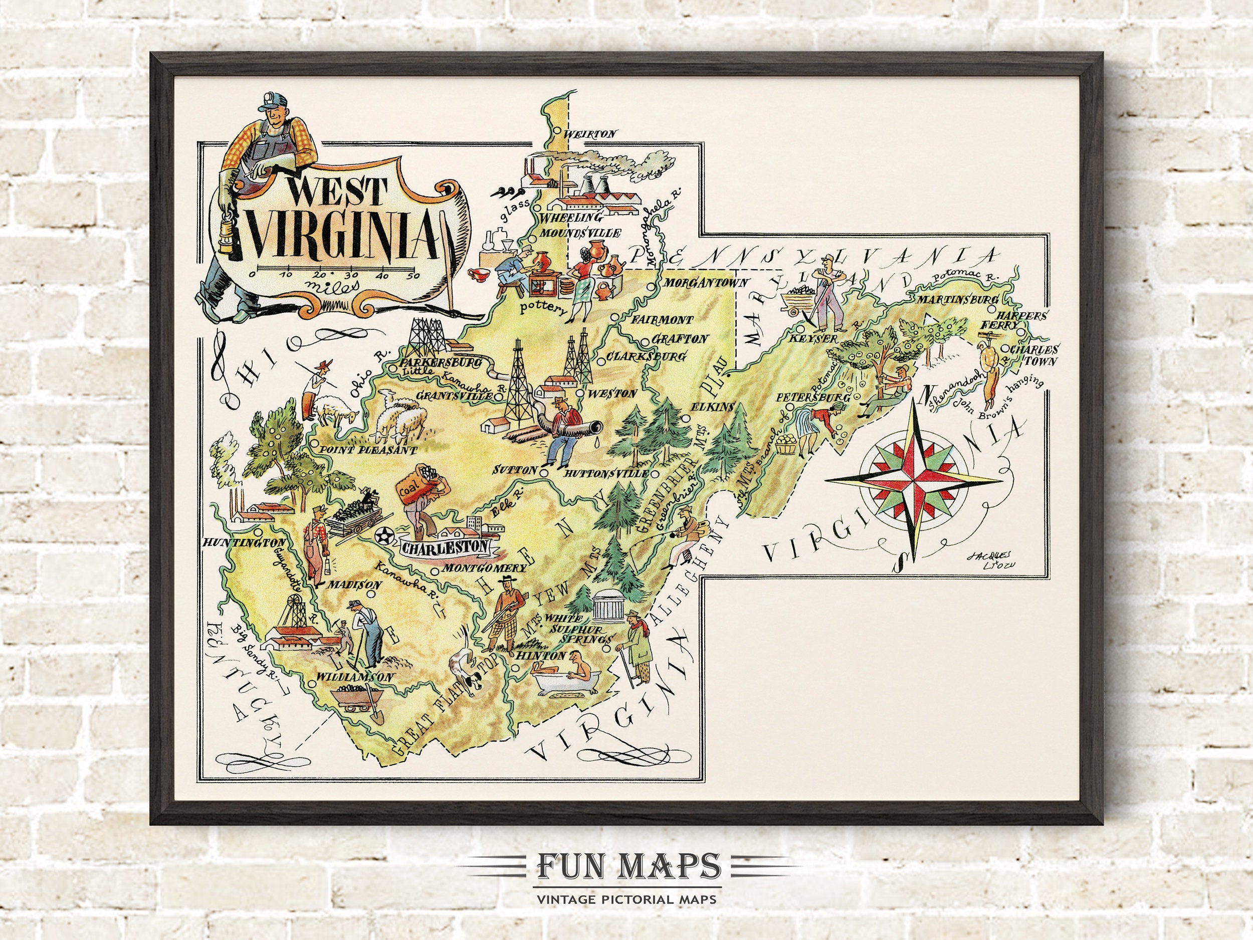 Fun State Map of West Virginia