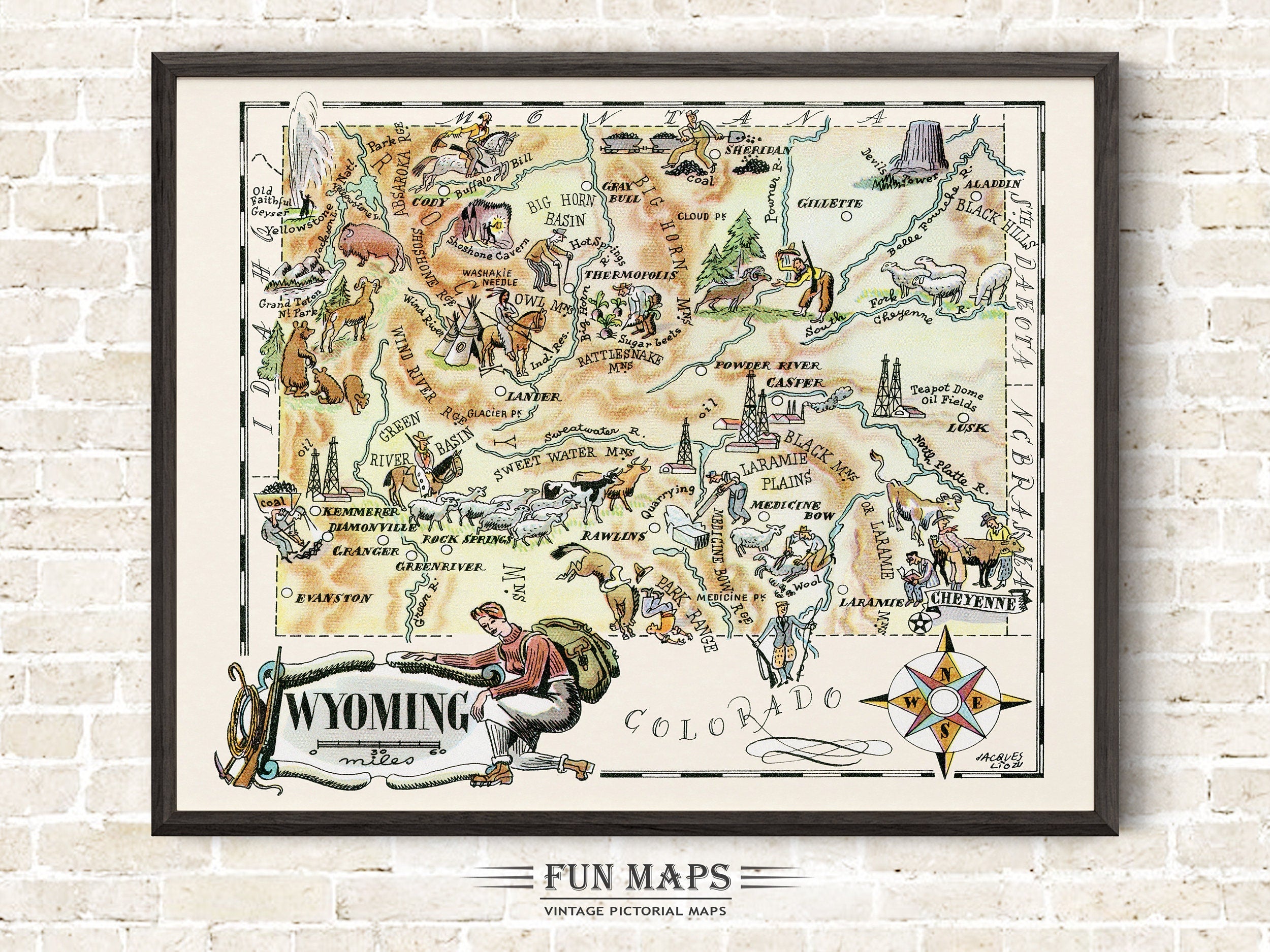 Fun State Map of Wyoming