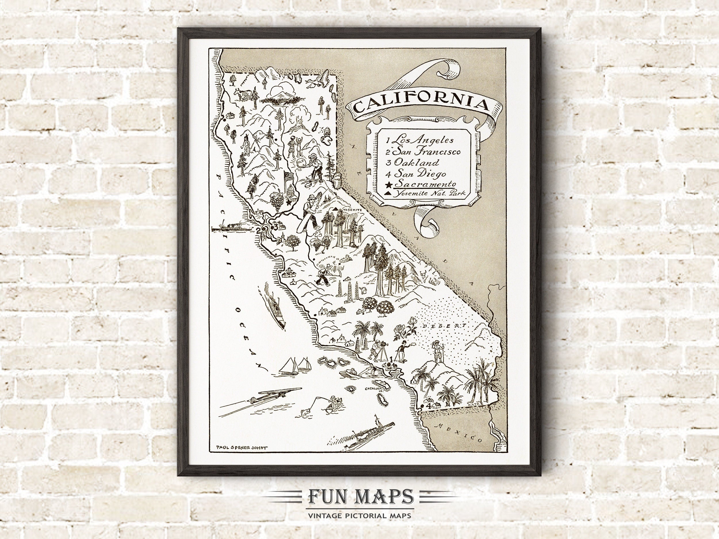 Vintage State Map of California