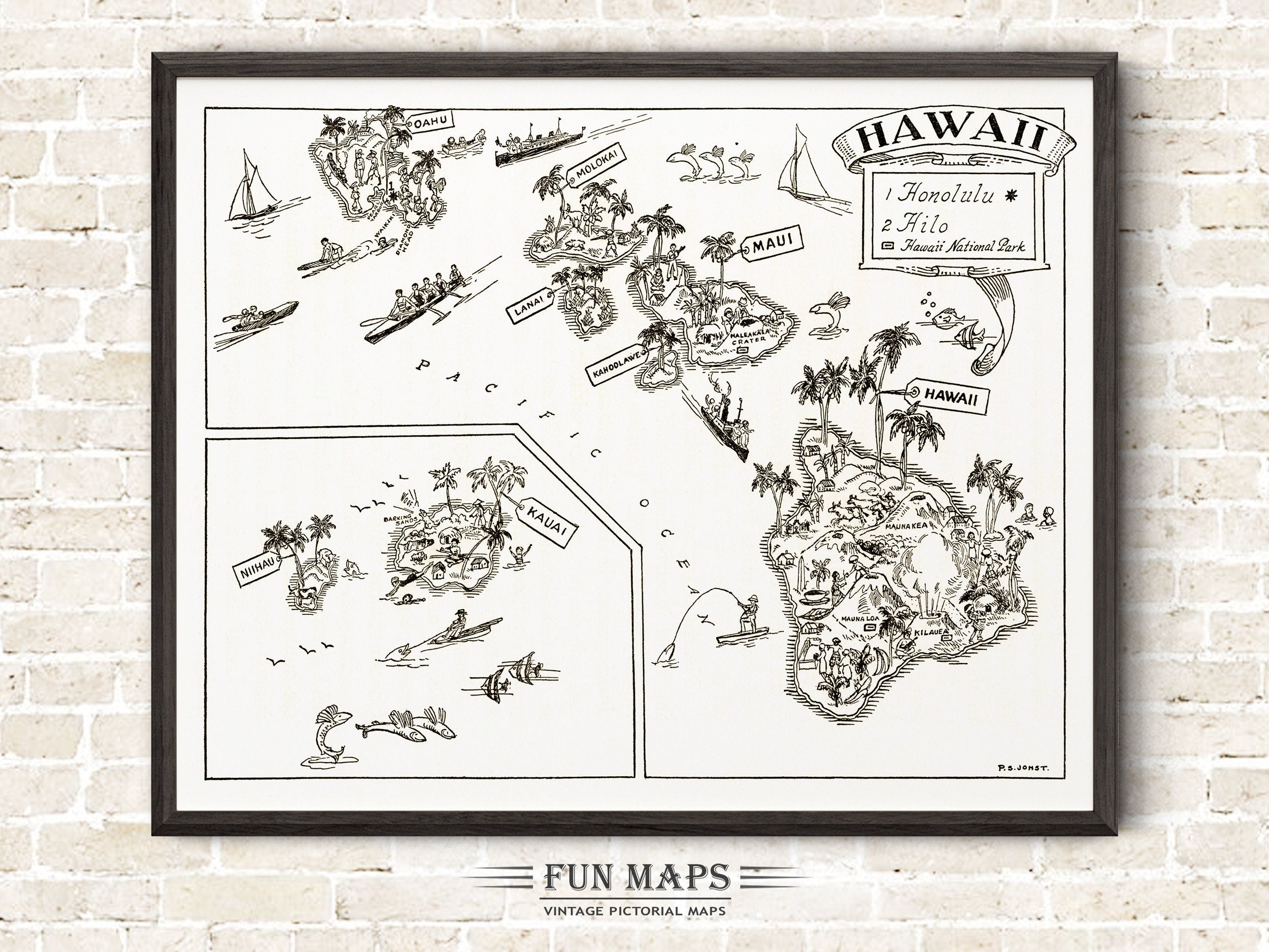 Vintage State Map of Hawaii