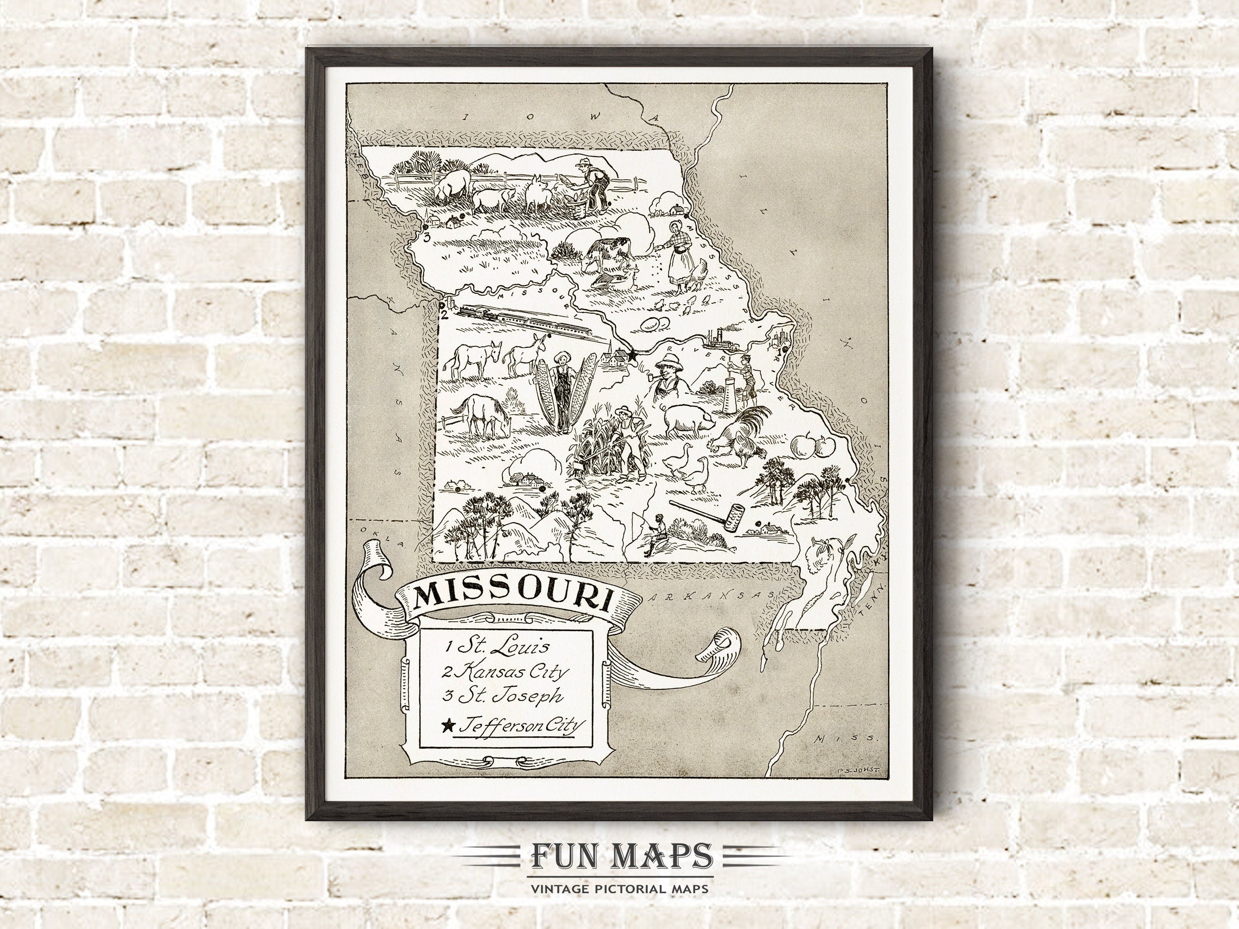 Vintage State Map of Missouri