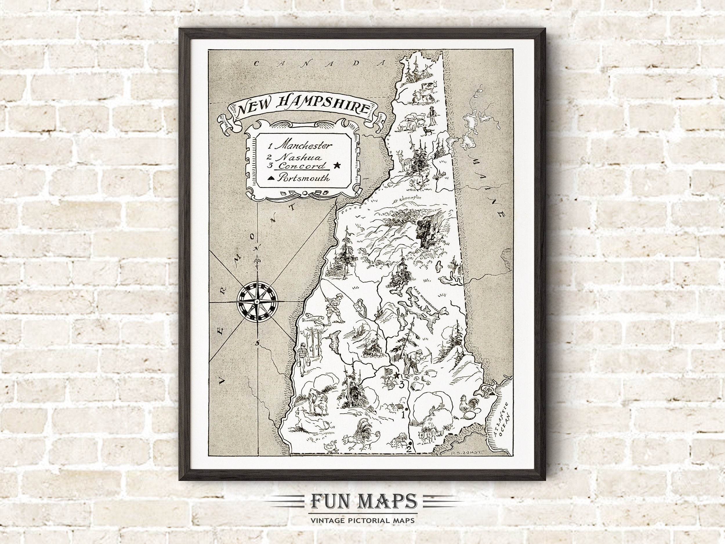 Vintage State Map of New Hampshire