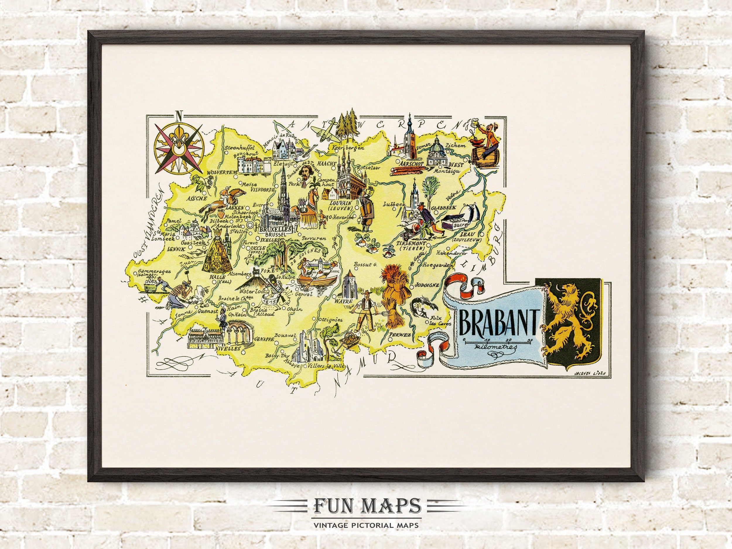 Fun Map of Brabant in Belgium