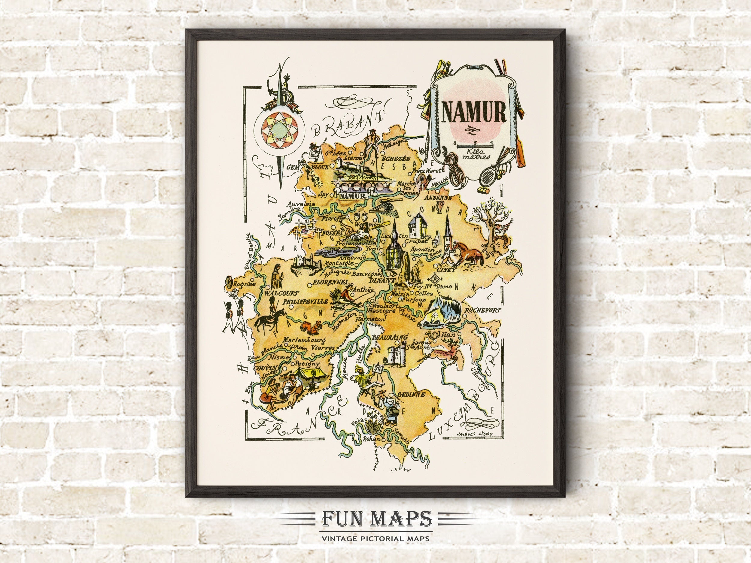 Fun Map of Namur in Belgium