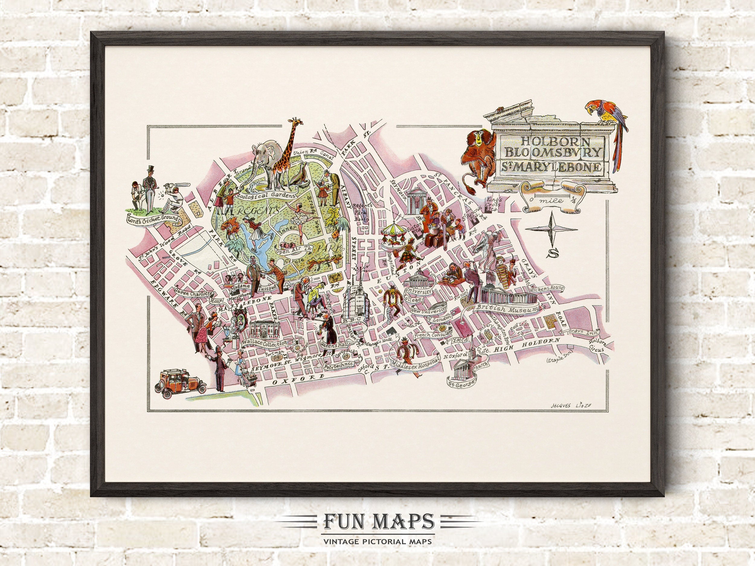 Fun Map of Holborn & Bloomsbury in Great Britain, England, UK