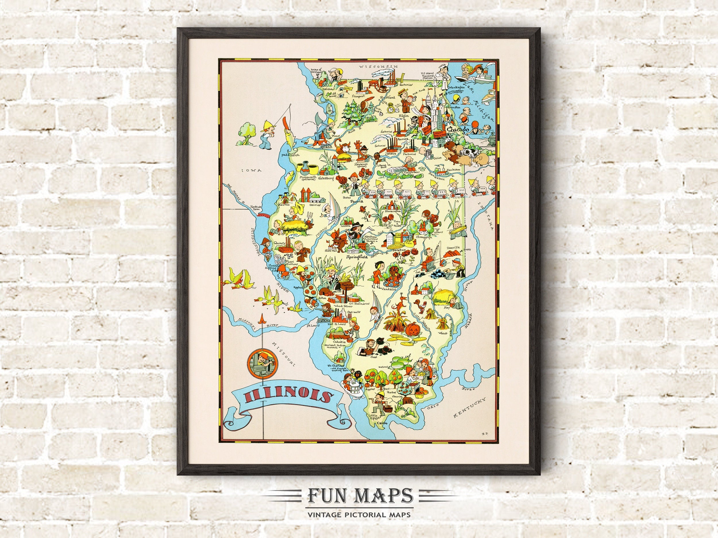 Fun State Map of Illinois