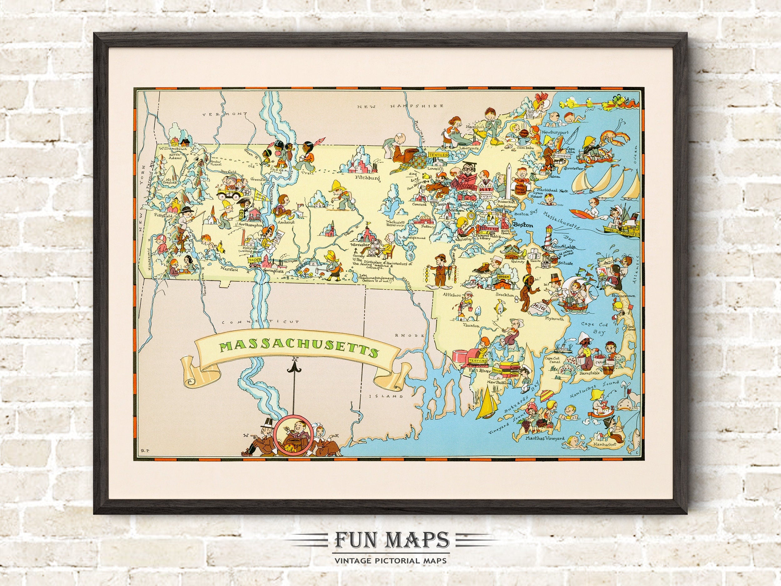 Fun State Map of Massachusetts