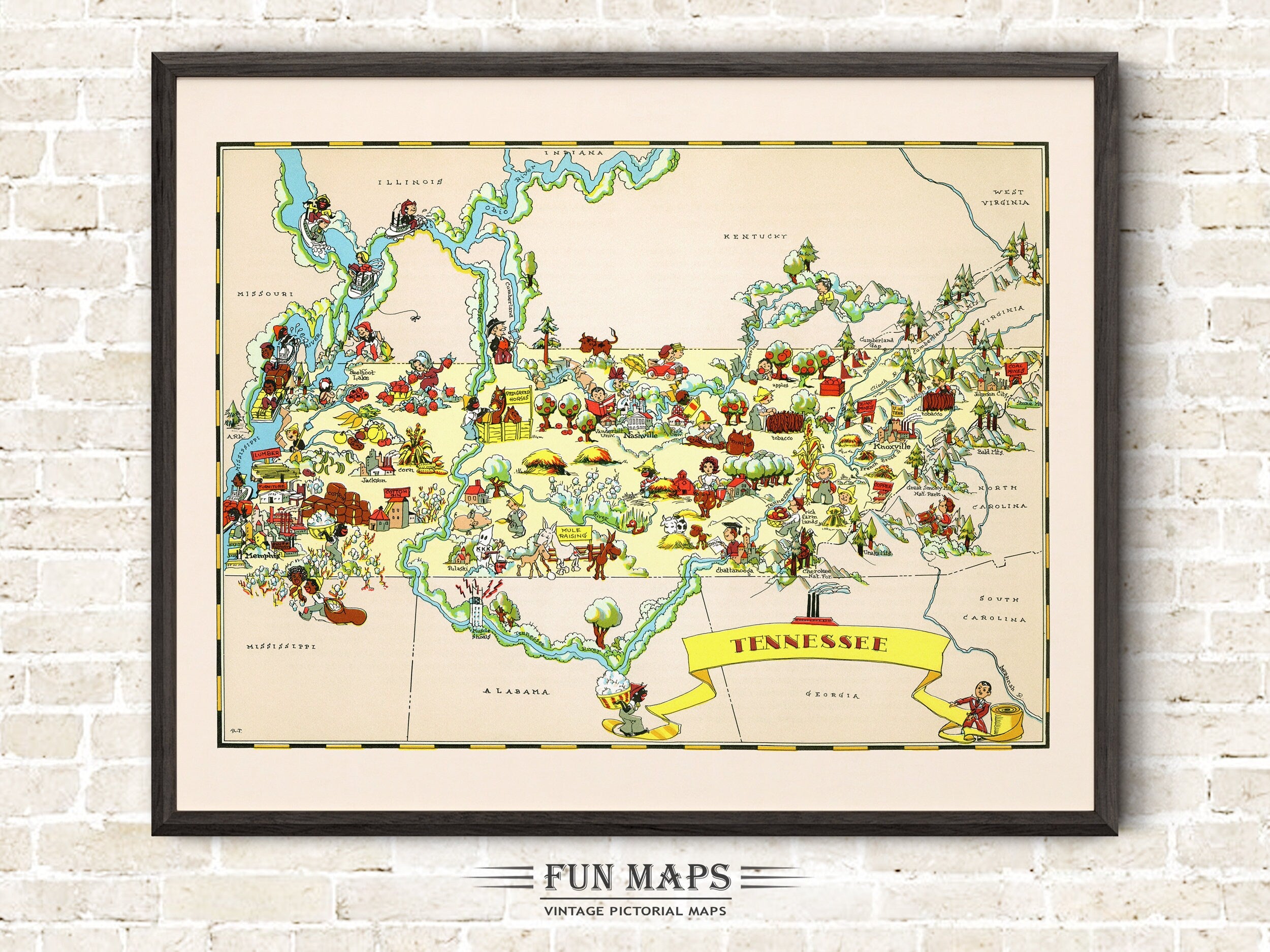 Fun State Map of Tennessee