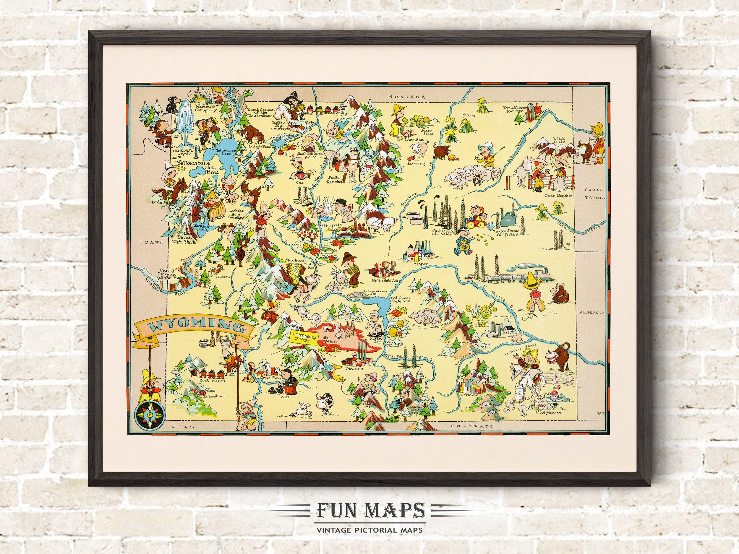 Fun State Map of Wyoming