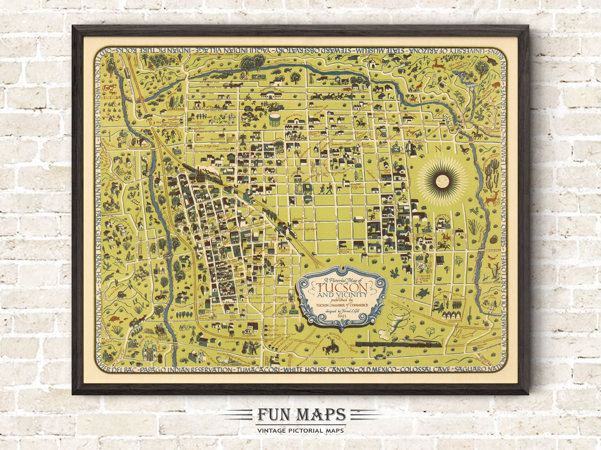 Fun Map of Tucson Arizona and Surroundings