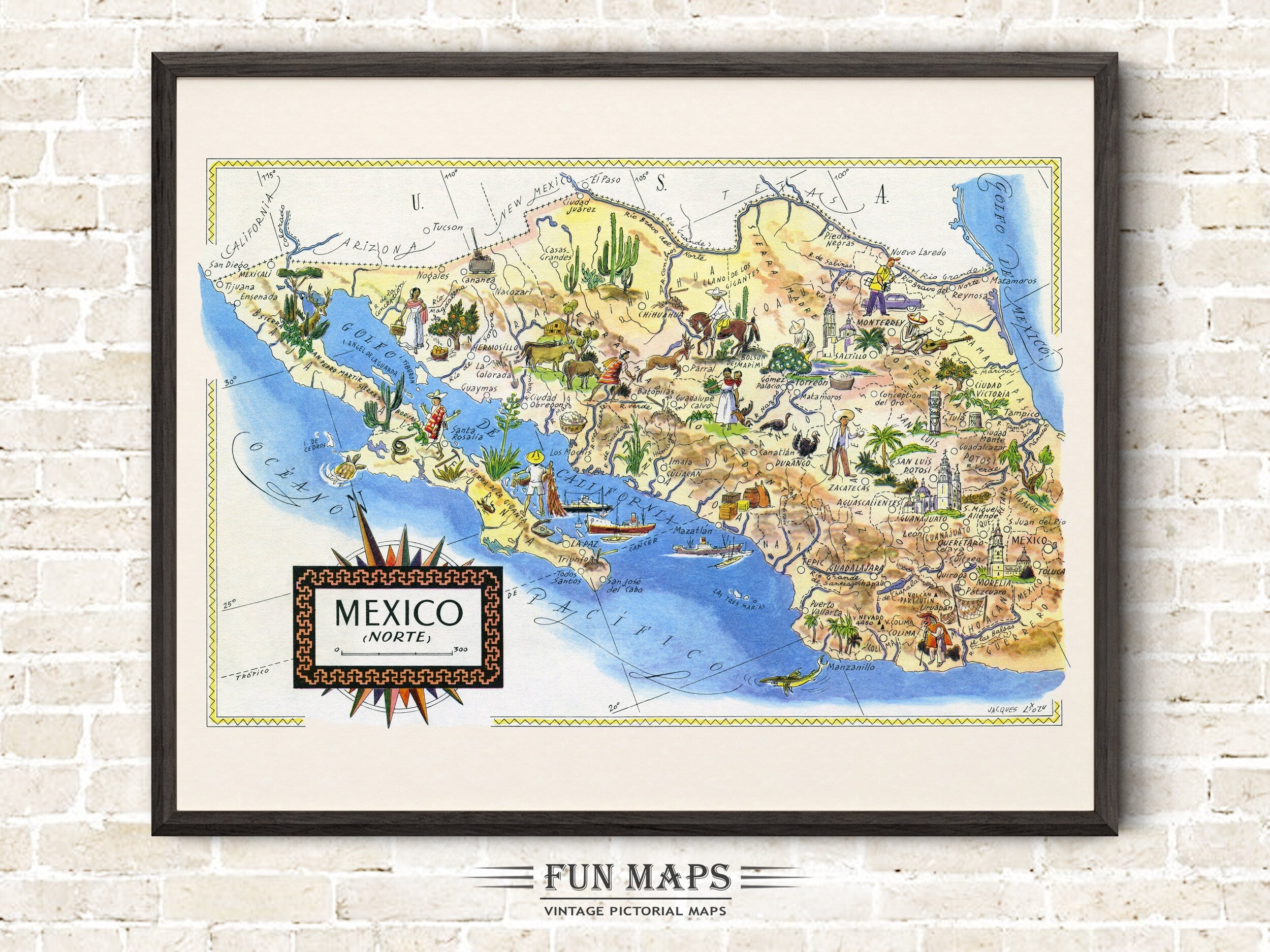 Fun Map of Mexico Norte - Northern Mexico