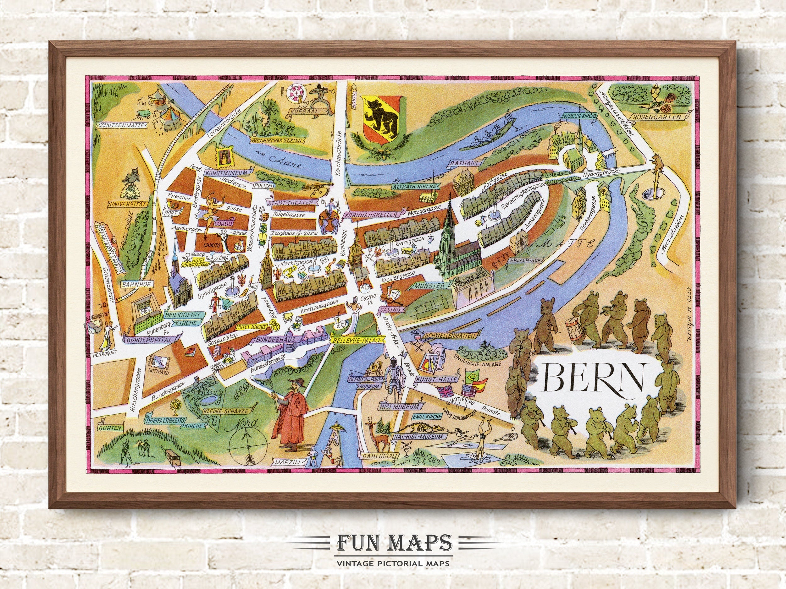 Fun Street Map of Bern in Switzerland