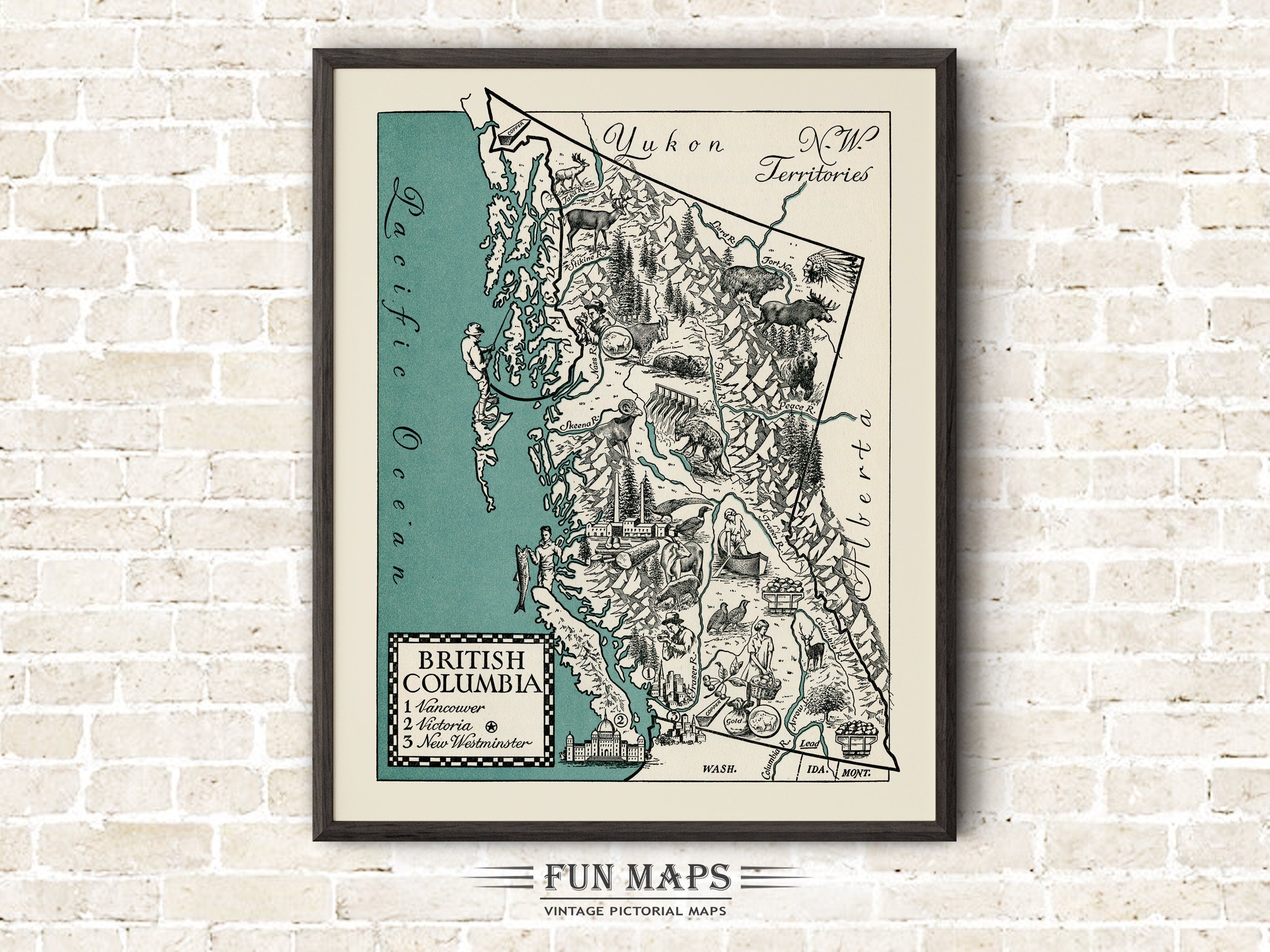 Fun Map of British Columbia, Canada