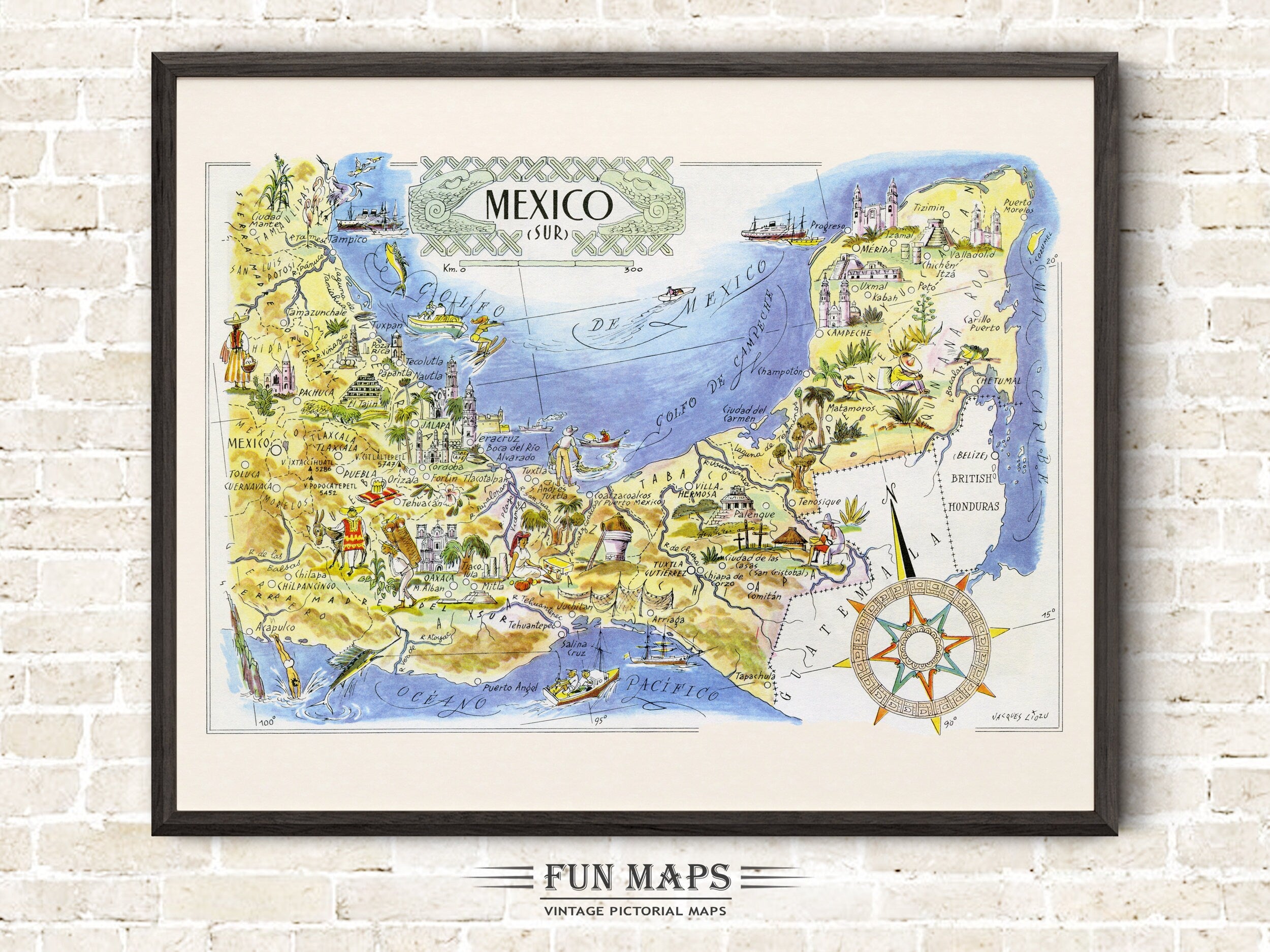 Fun Map of Mexico Sur - Southern Mexico