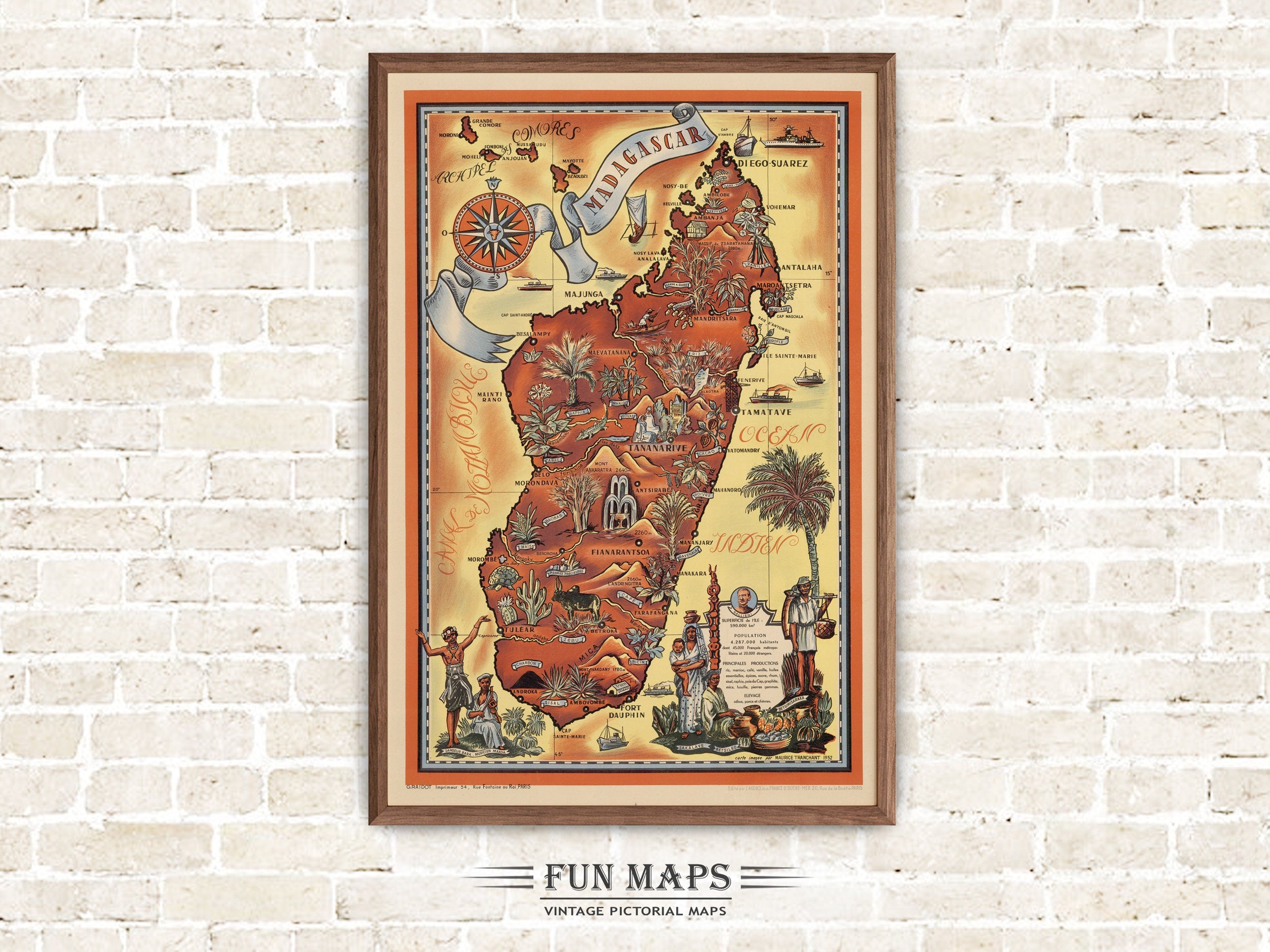 Fun Map of Madagascar, Africa