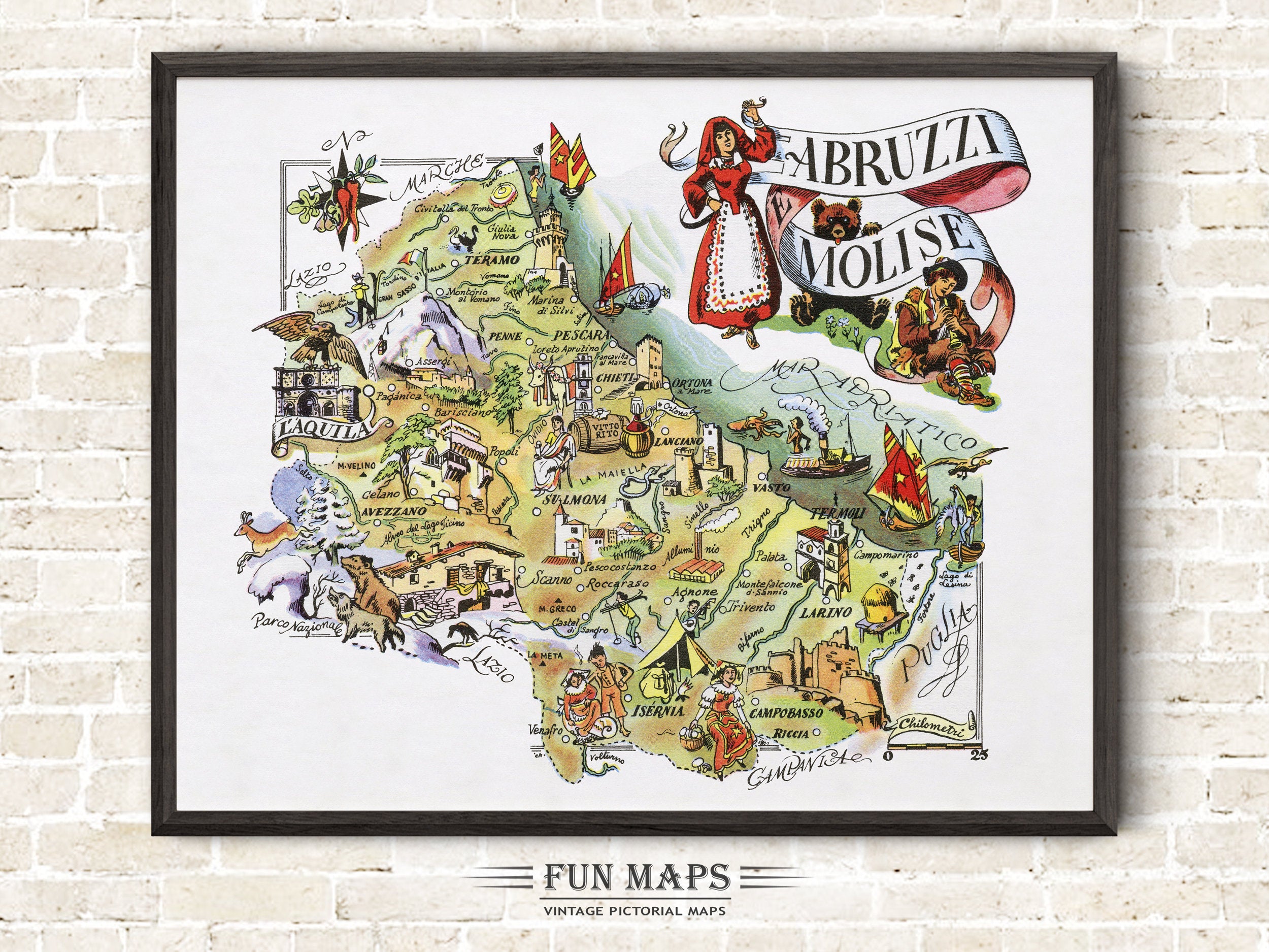 Fun Map of Ambruzzi in Italy