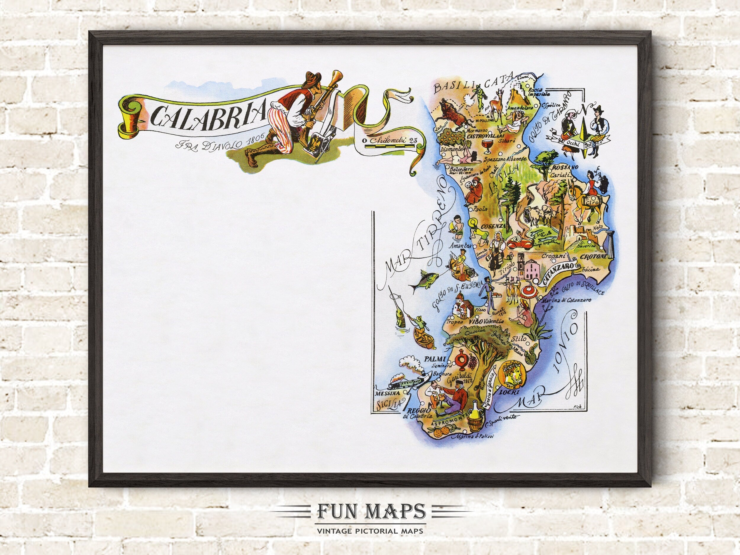 Fun Map of Calabria in Italy