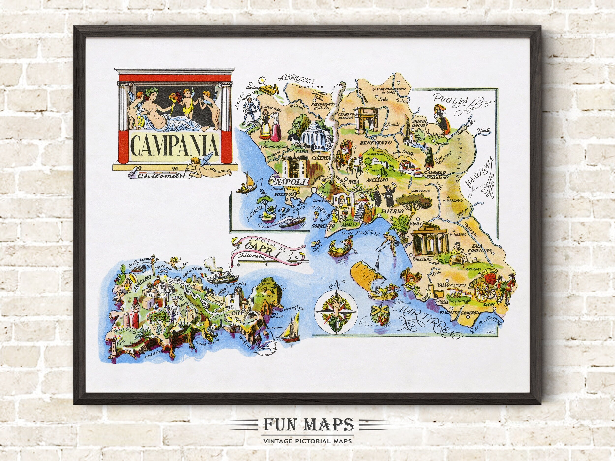 Fun Map of Campania in Italy