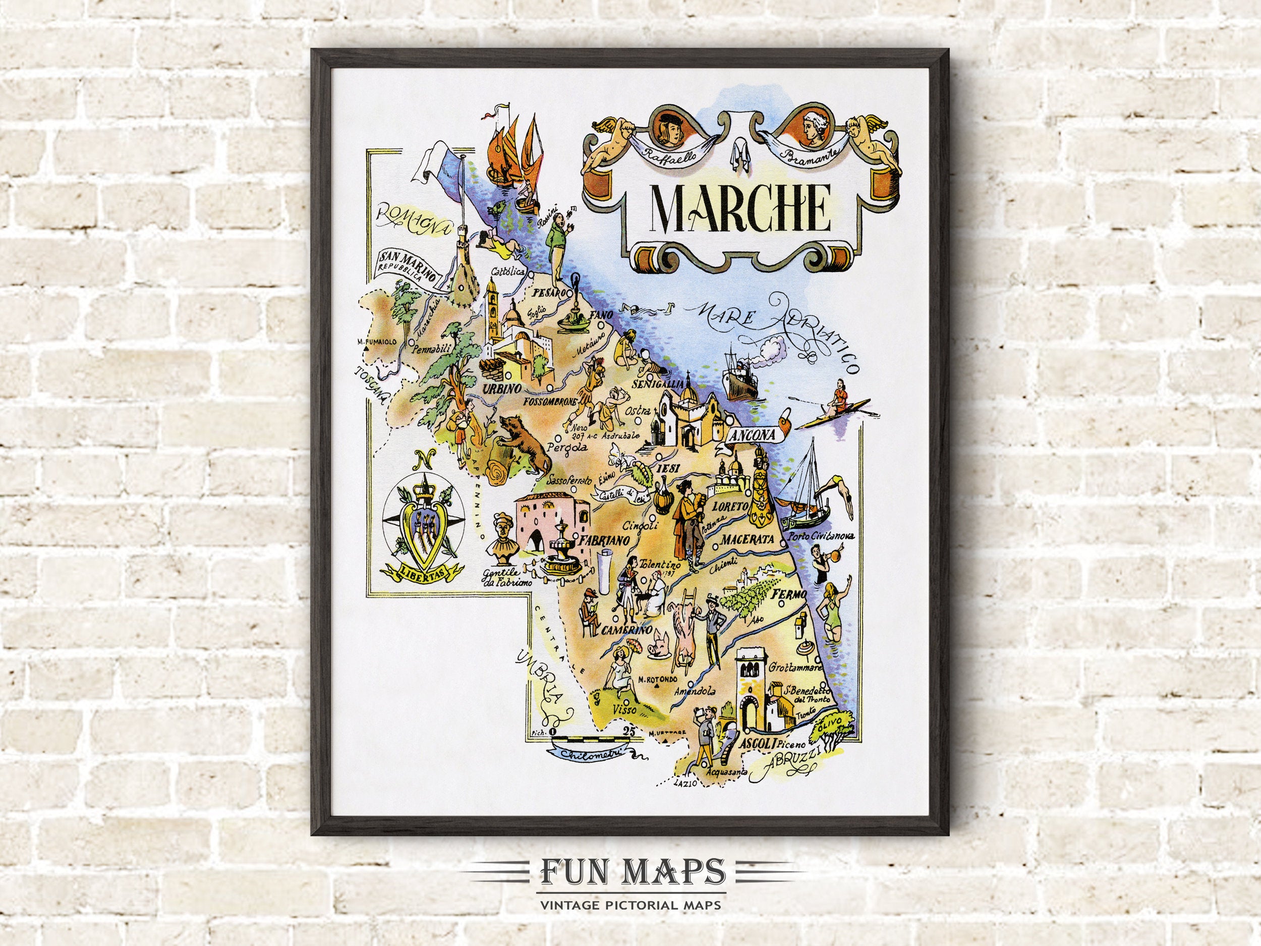 Fun Map of Marche in Italy