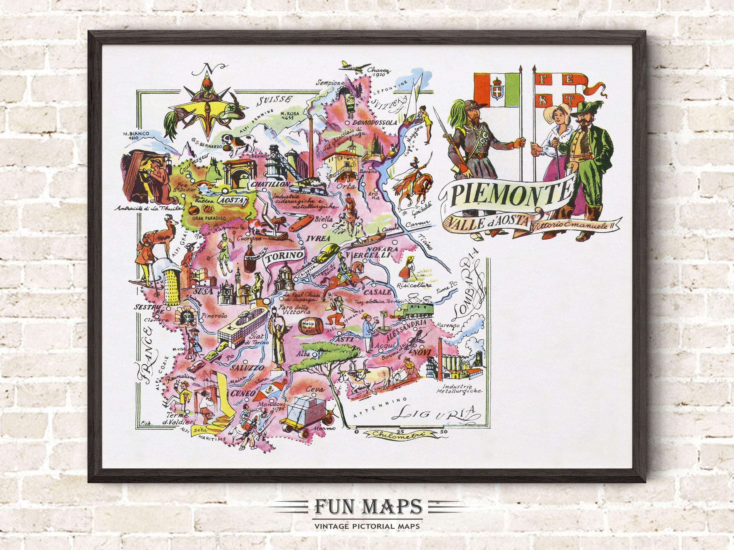 Fun Map of Piedmont in Italy