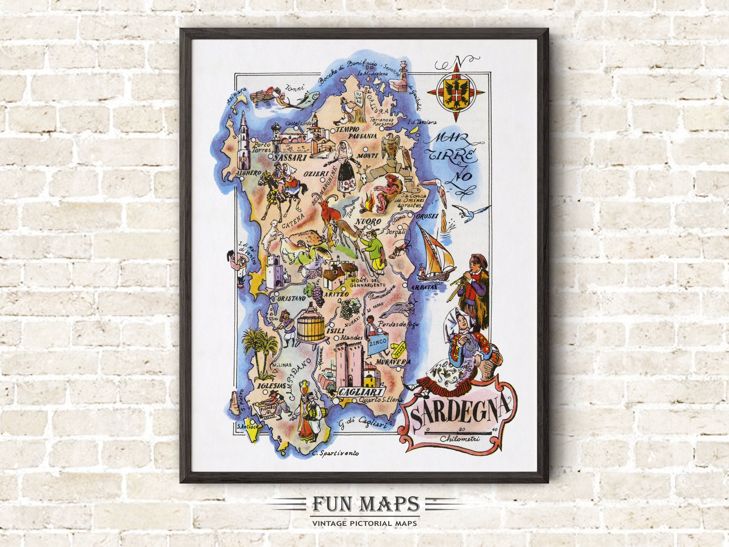 Fun Map of Sardinia in Italy