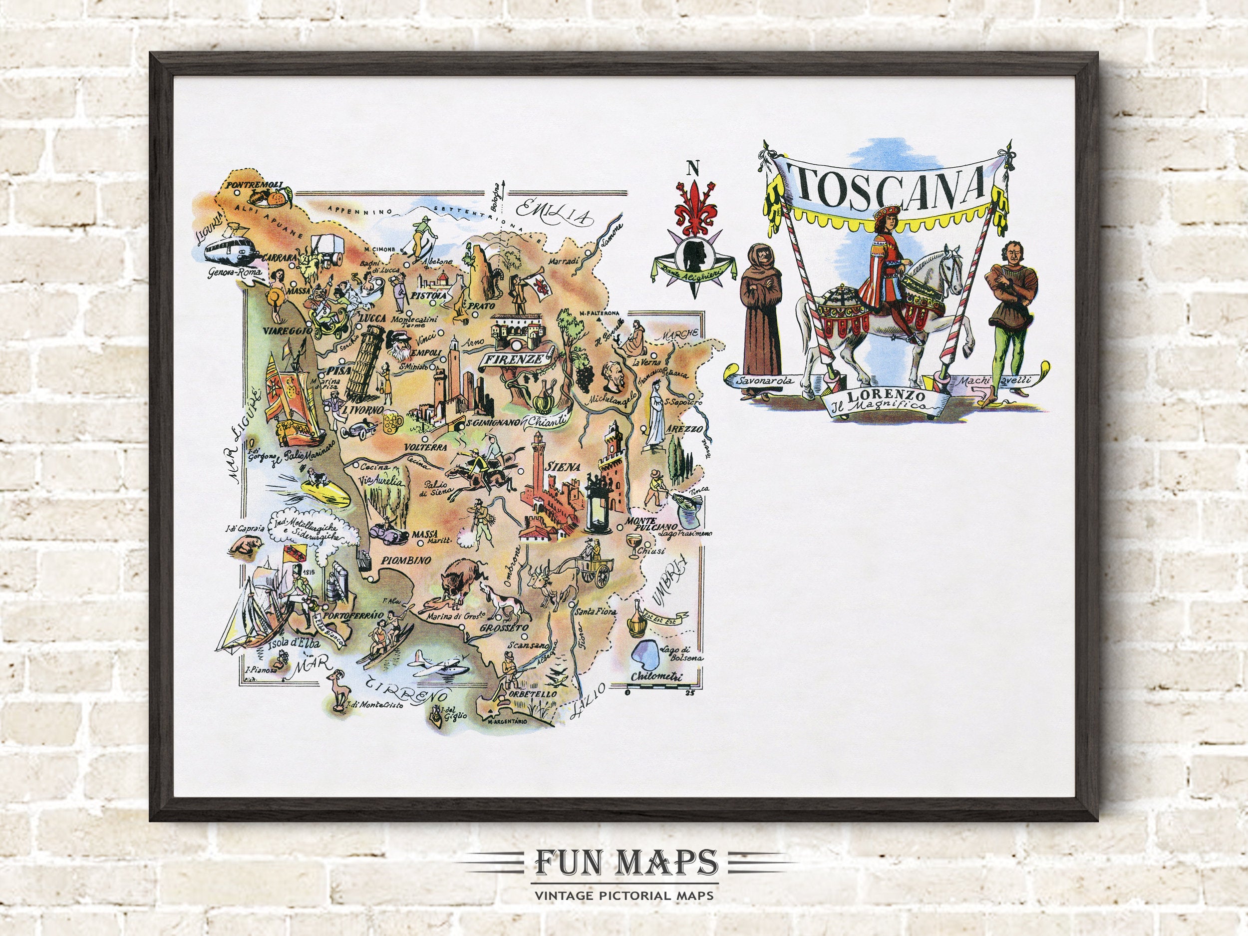 Fun Map of Tuscany in Italy