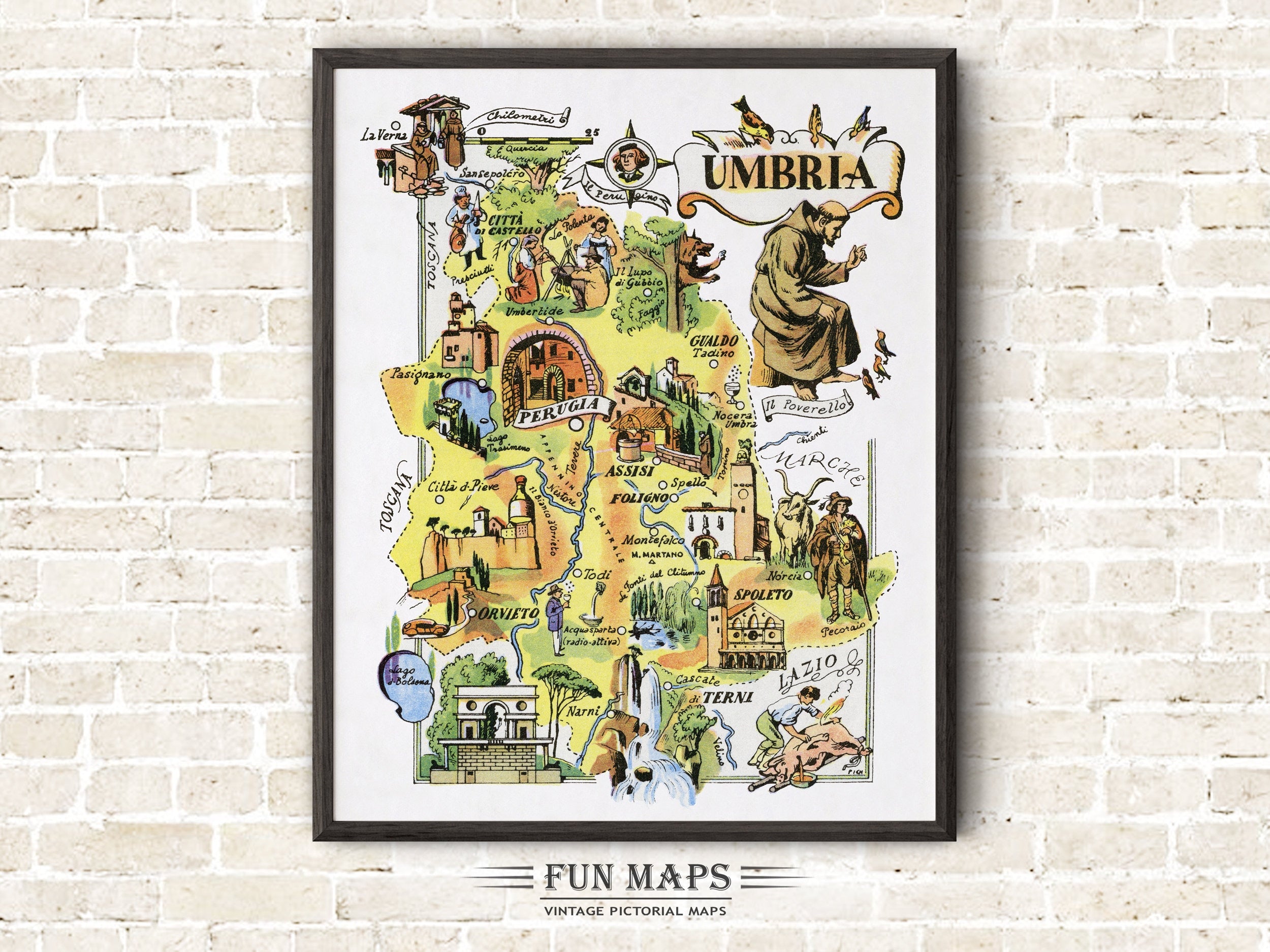 Fun Map of Umbria in Italy